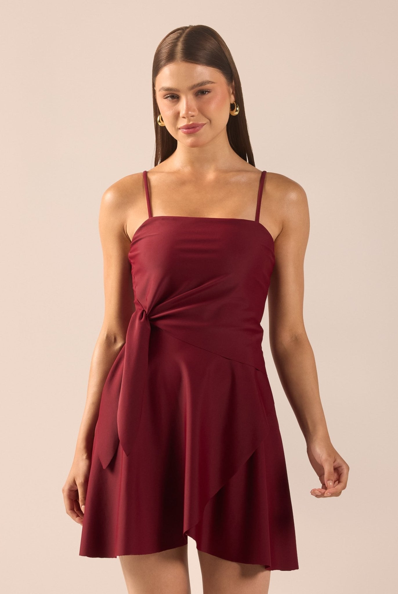 Burgundy Spaghetti Strap Swimwear - shopaleena
