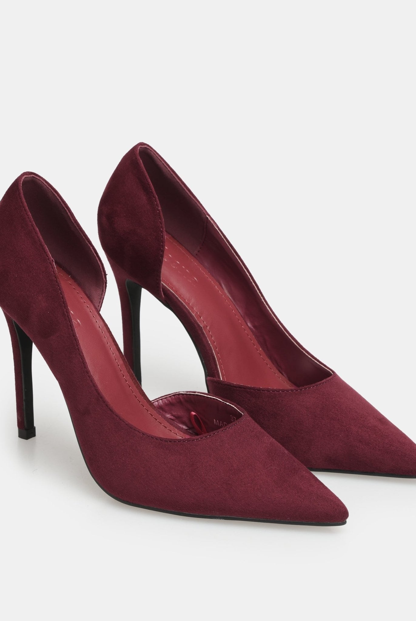 Burgundy Suede Pointed Toe Pumps - shopaleena