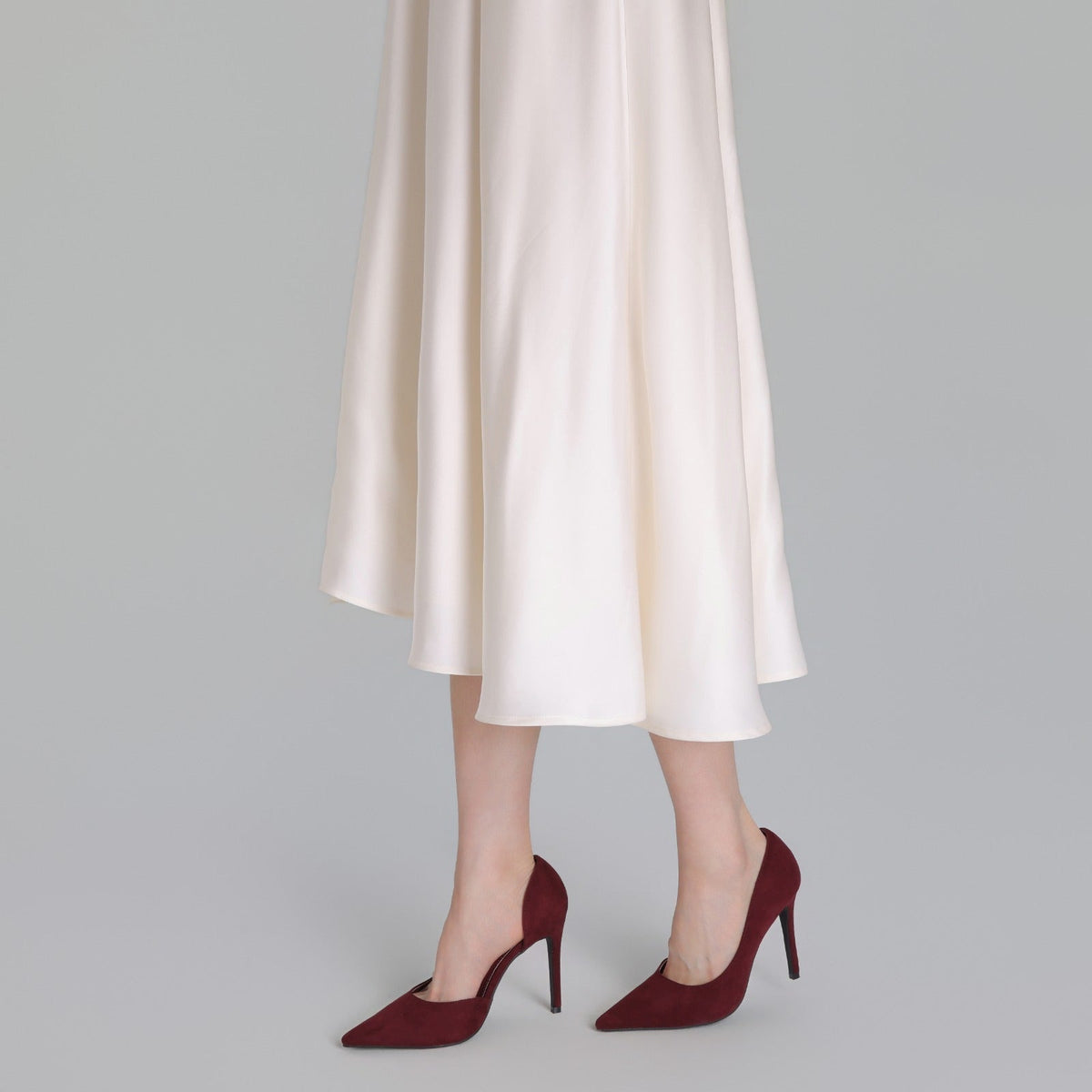 Burgundy Suede Pointed Toe Pumps - shopaleena
