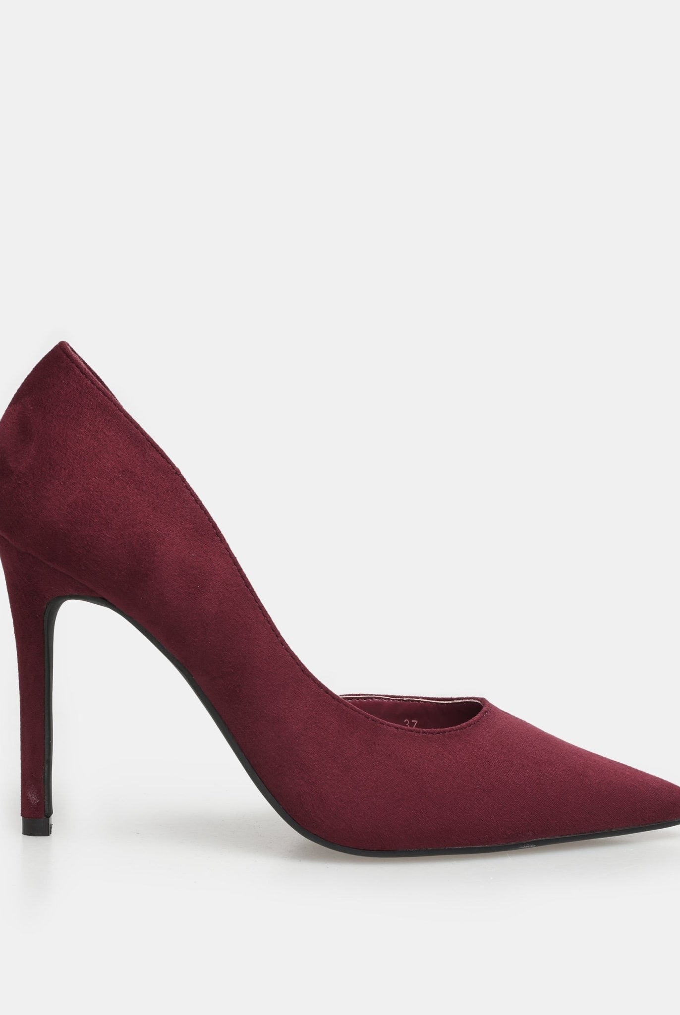 Burgundy Suede Pointed Toe Pumps - shopaleena