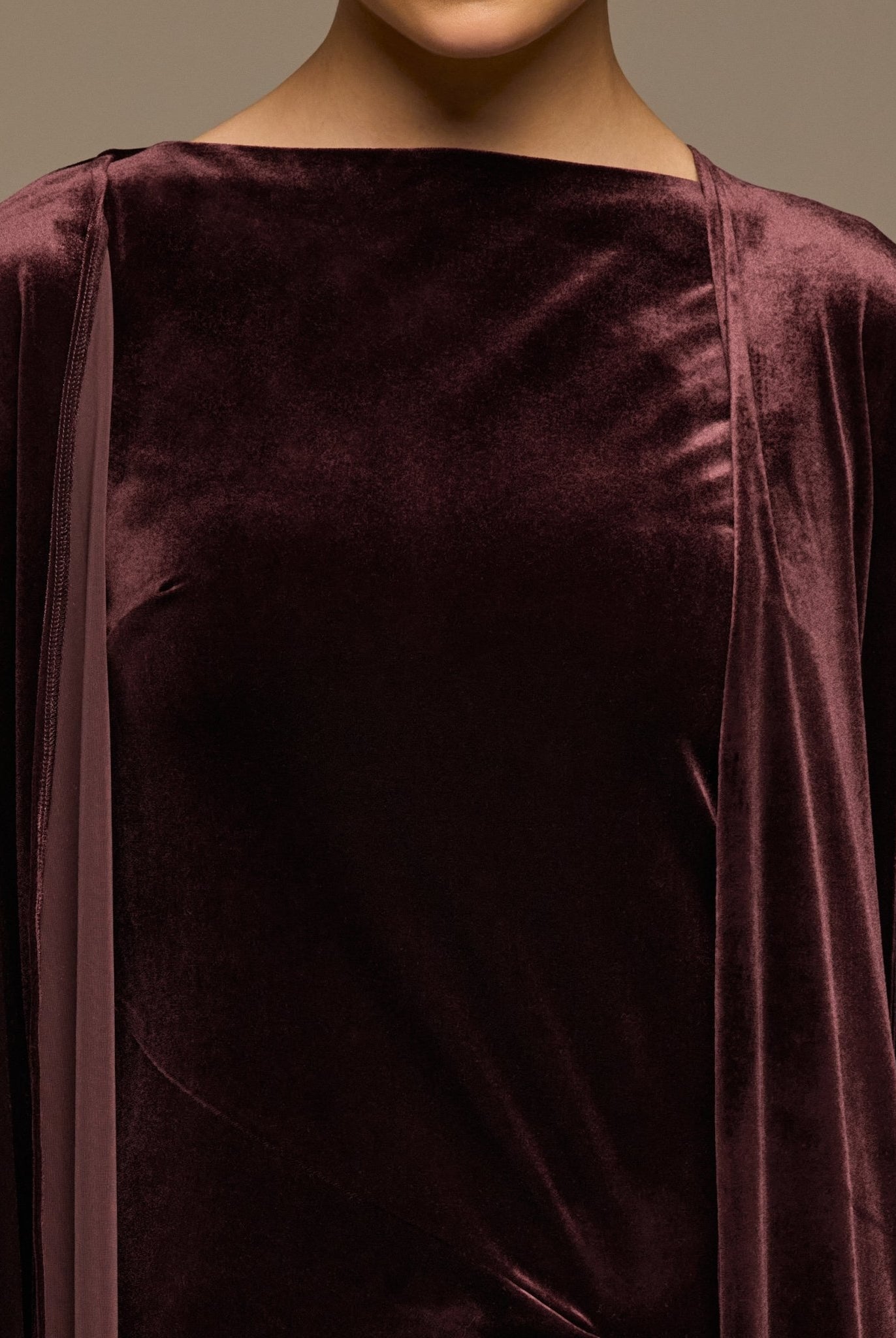 Burgundy Velvet Dress & Draped Cape Set - shopaleena
