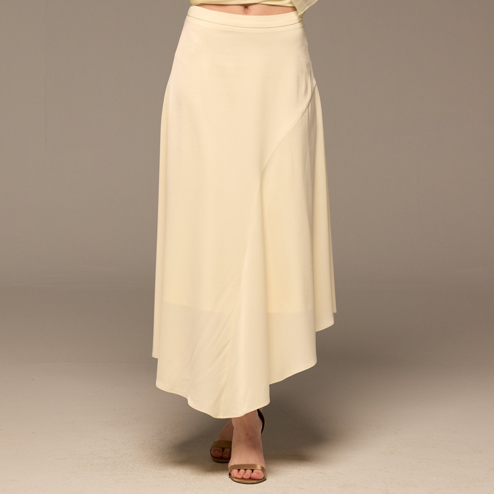 Butter Yellow Flowy Organza Skirt - shopaleena