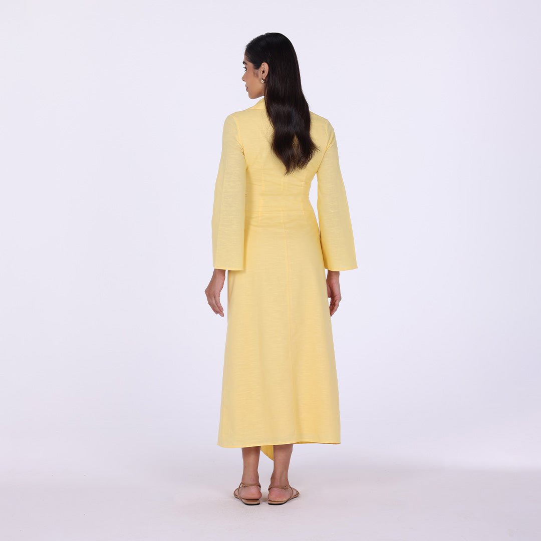 Buttoned Wrap Shirt Dress - shopaleena