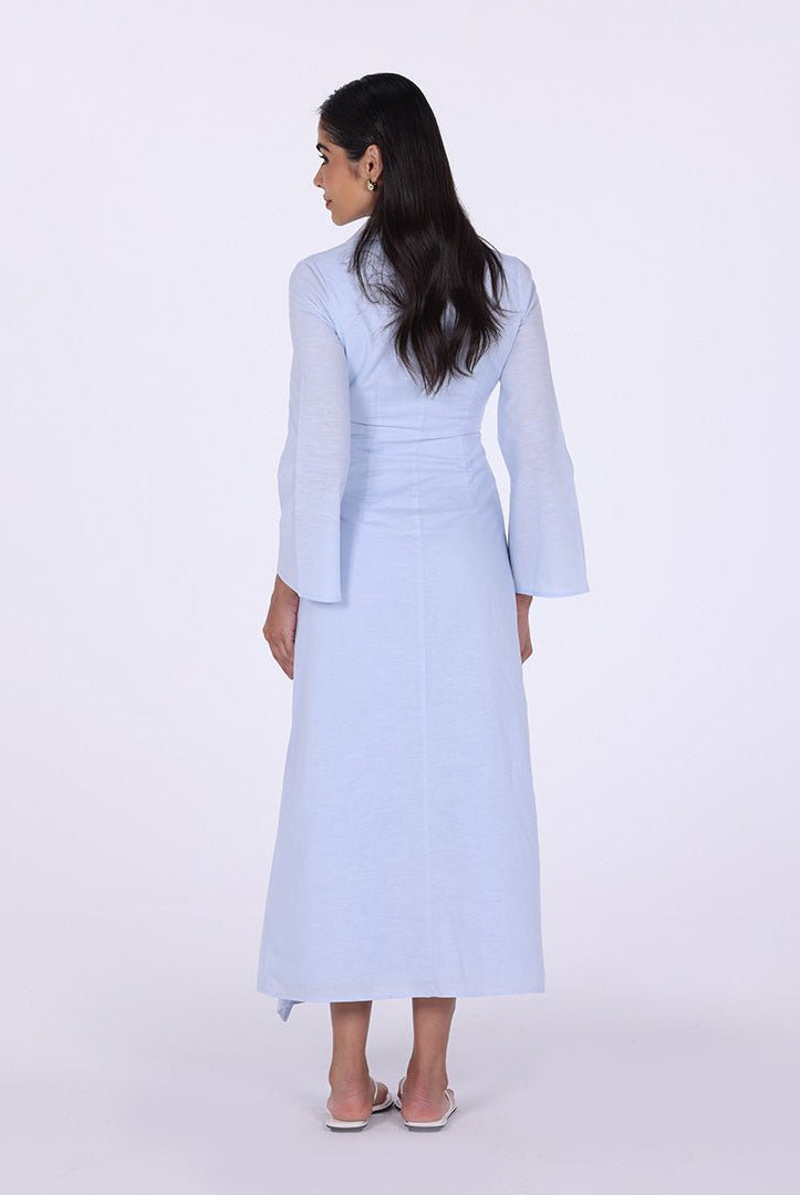 Buttoned Wrap Shirt Dress - shopaleena