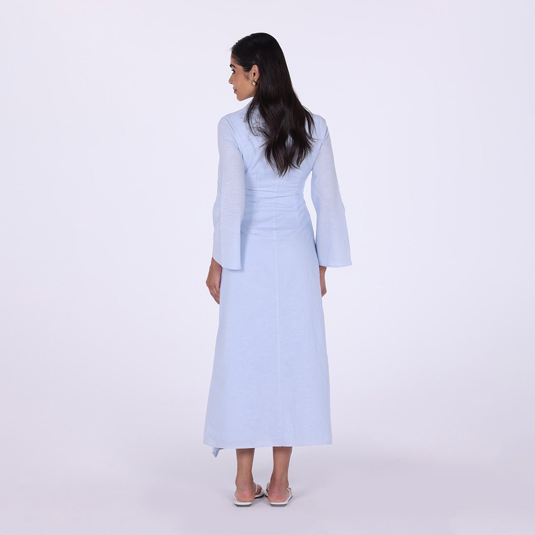 Buttoned Wrap Shirt Dress - shopaleena