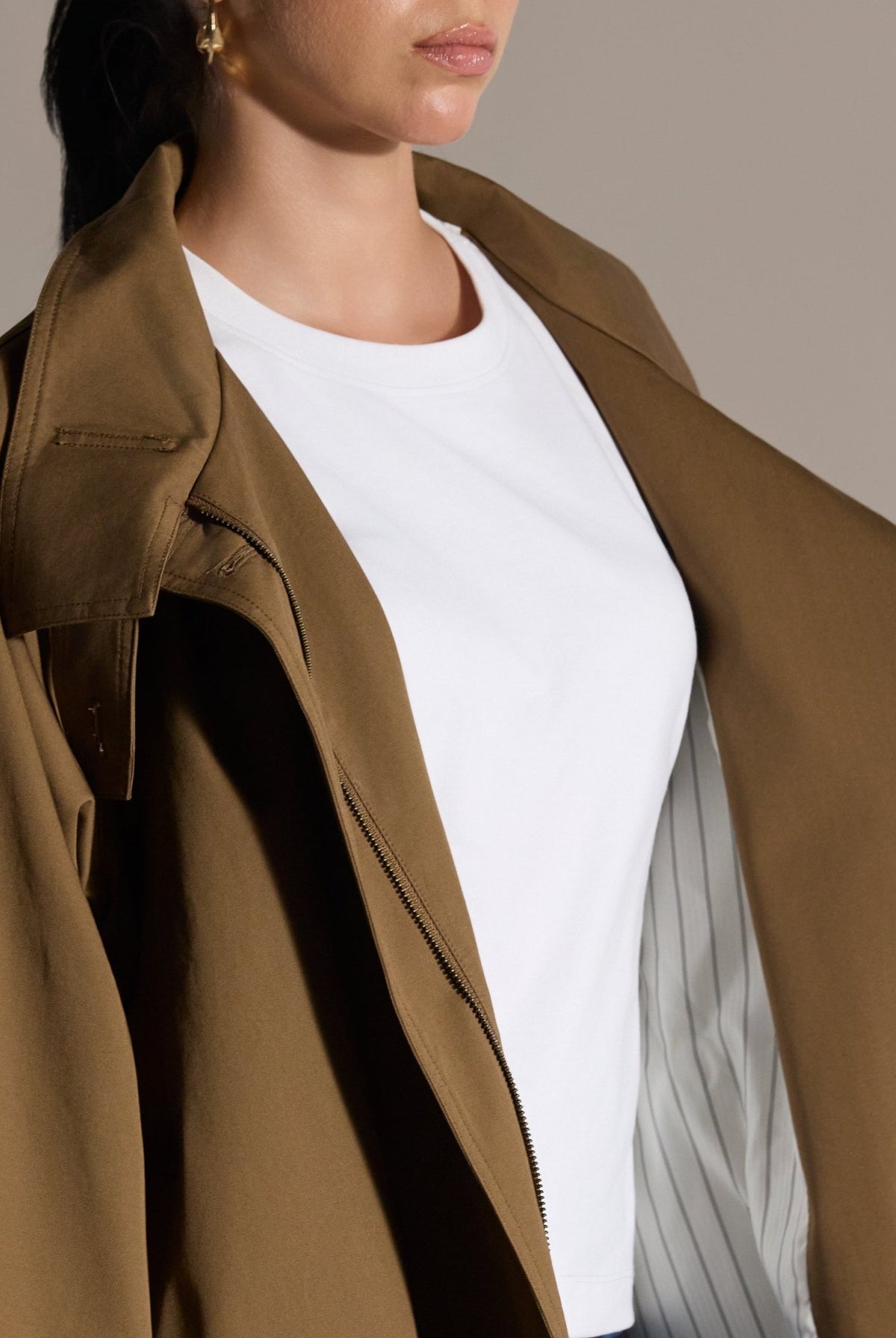 Camel Twill Cape Trench Coat - shopaleena