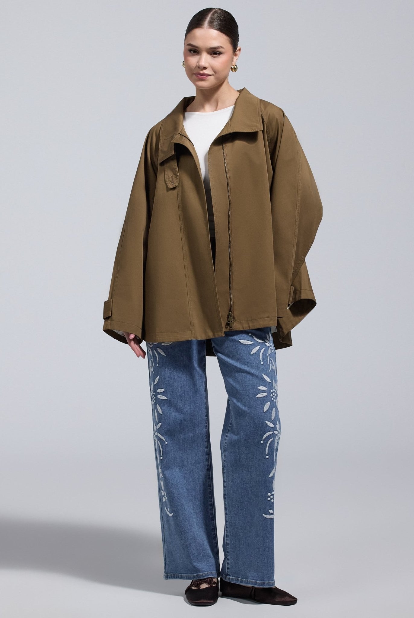 Camel Twill Cape Trench Coat - shopaleena