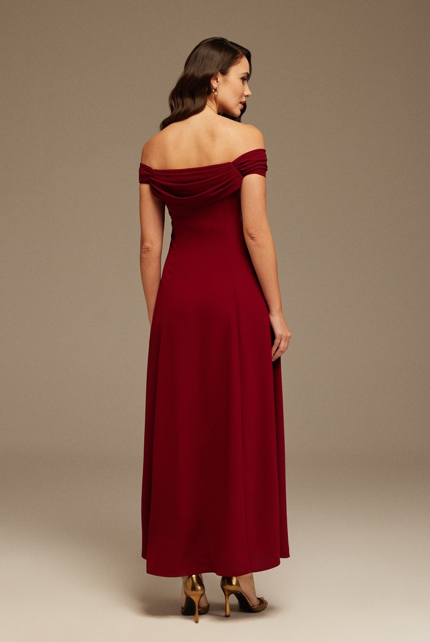 Cap Drapes Sleeve Long Dress - shopaleena