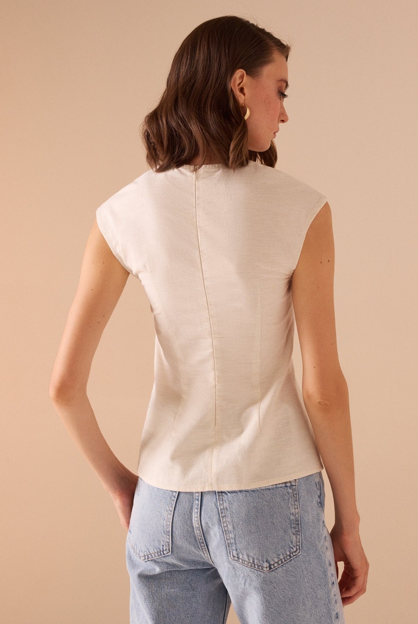 Cap sleeve cotton blended top - shopaleena