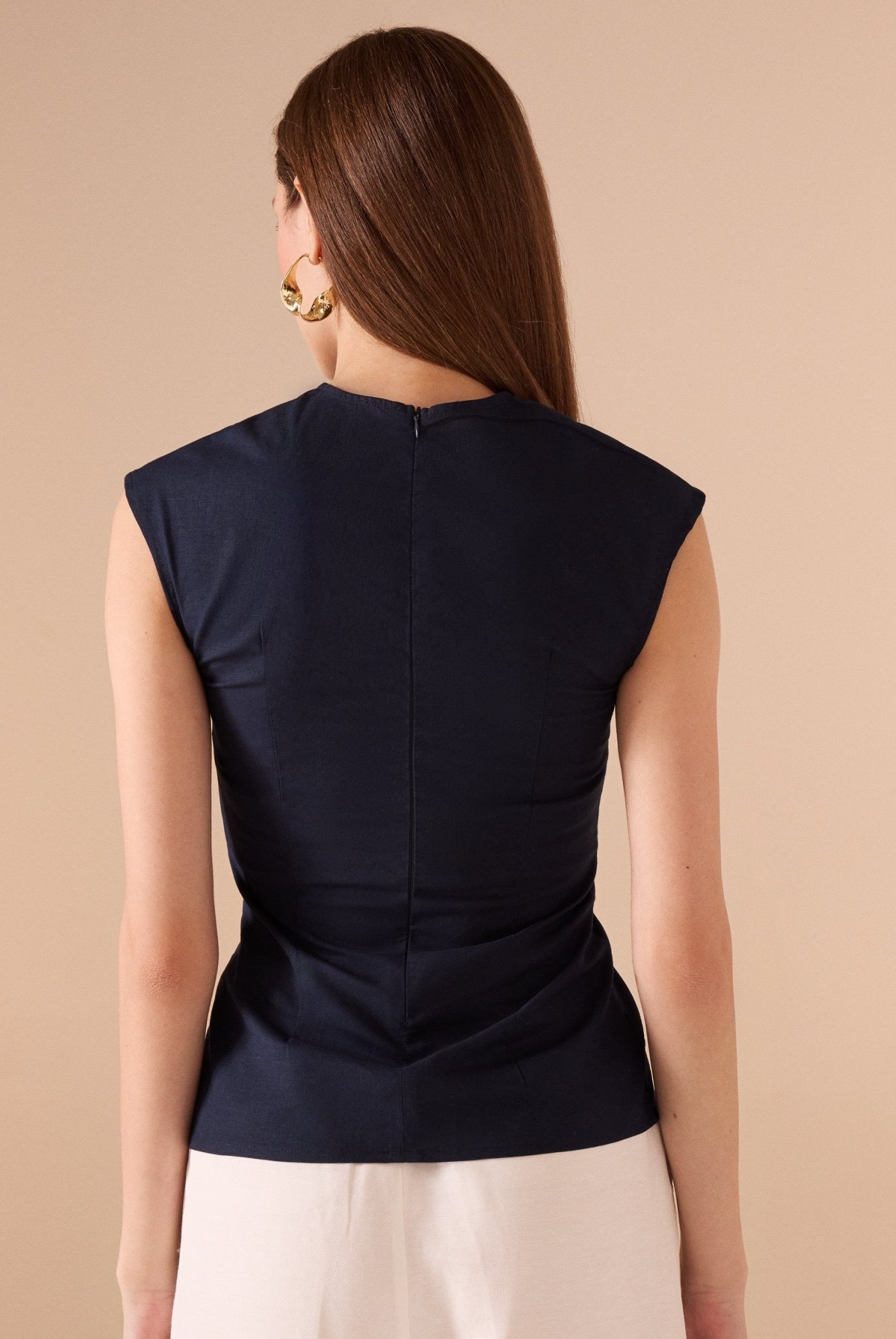 Cap sleeve cotton blended top - shopaleena