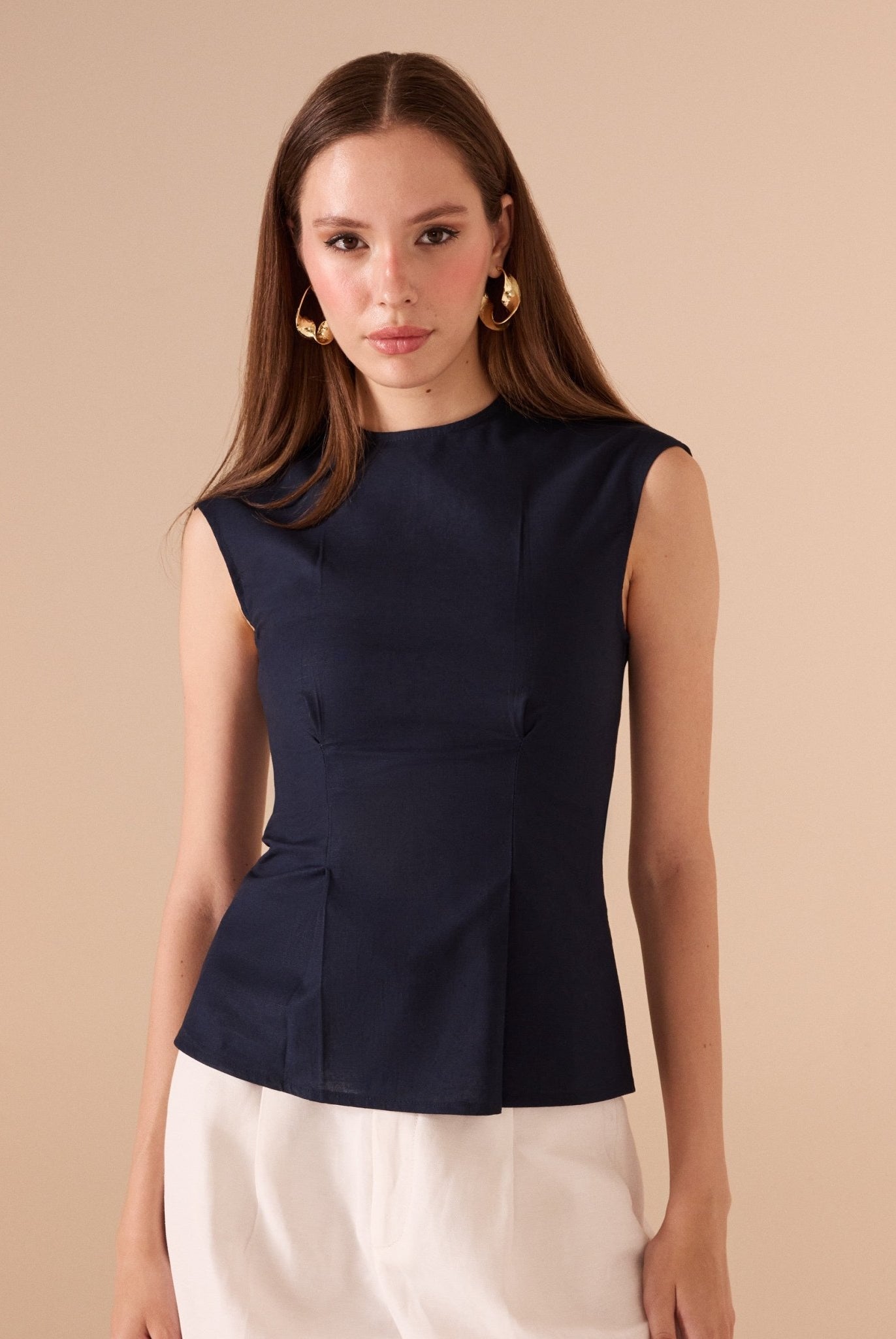 Cap sleeve cotton blended top - shopaleena