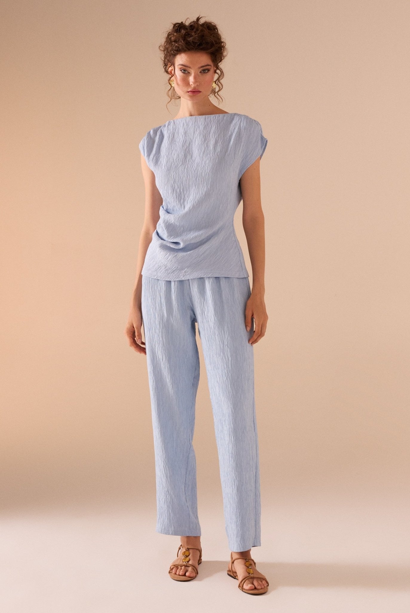 Cap Sleeve Crepe Top - shopaleena