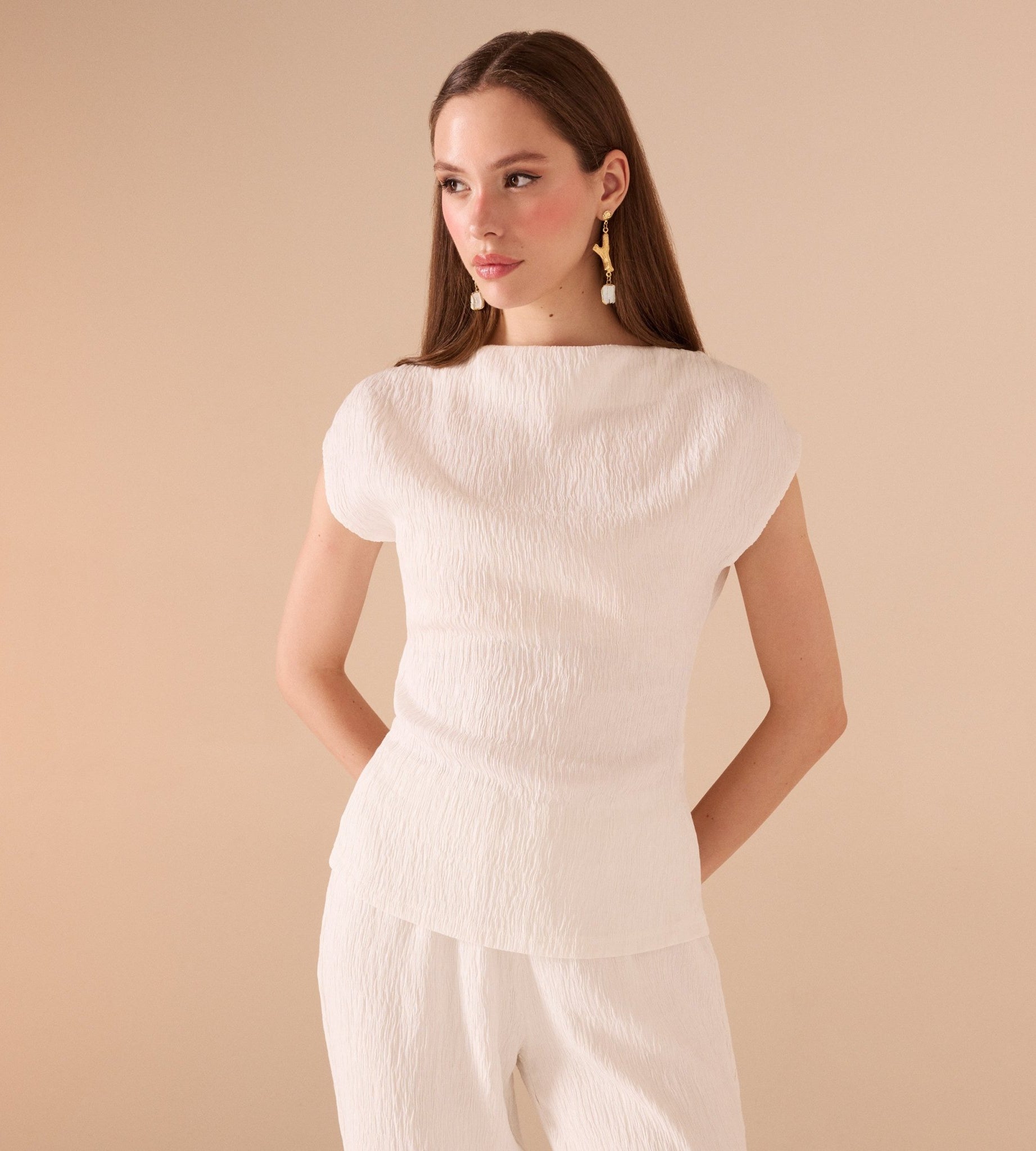 Cap Sleeve Crepe Top - shopaleena