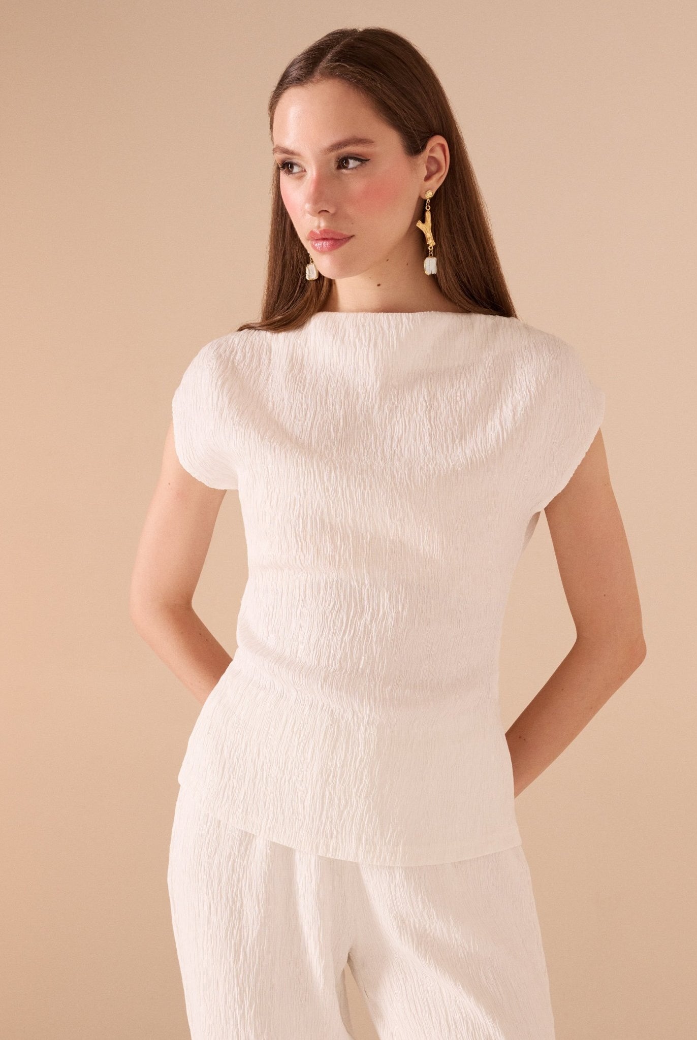 Cap Sleeve Crepe Top - shopaleena