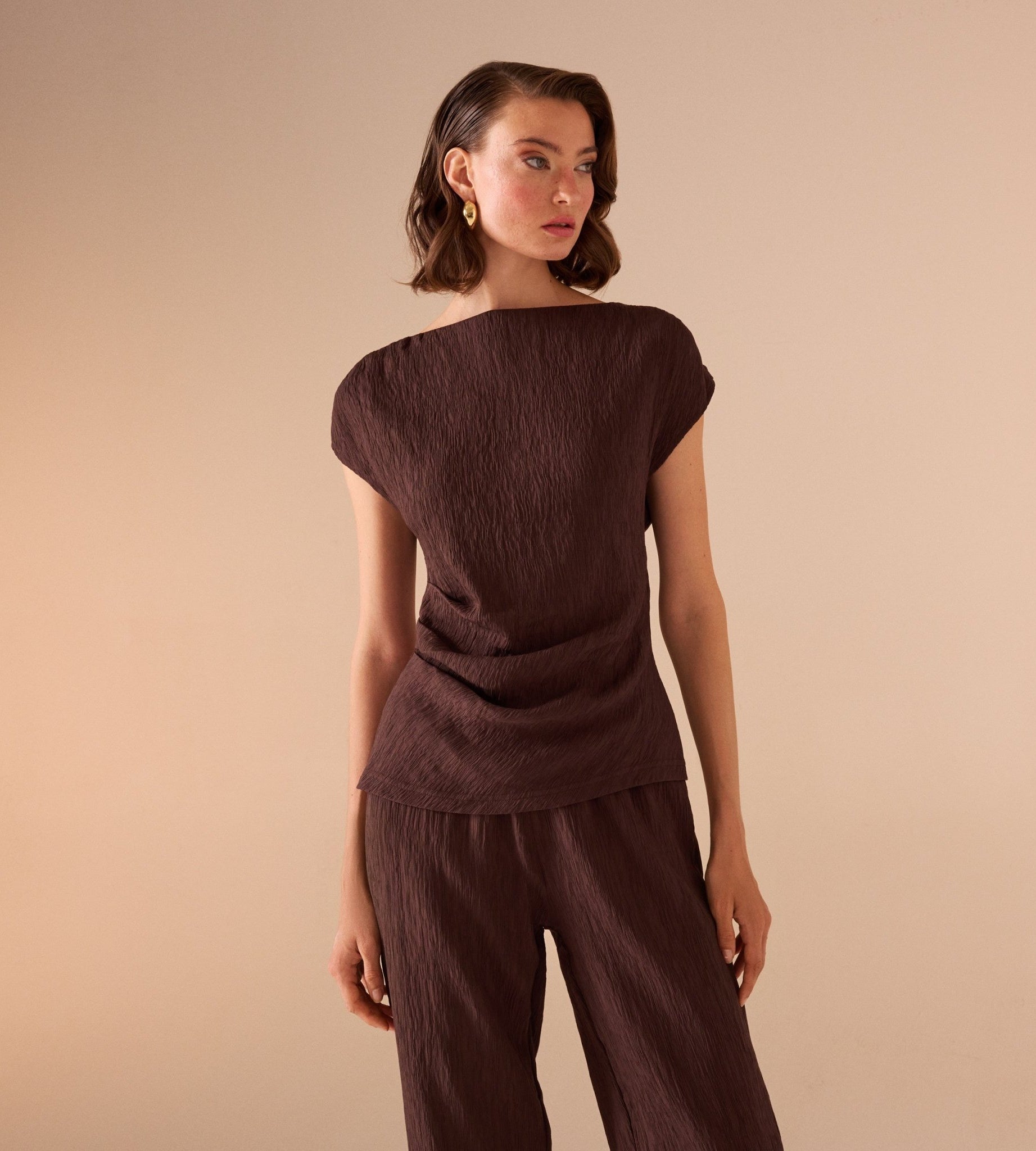 Cap Sleeve Crepe Top - shopaleena