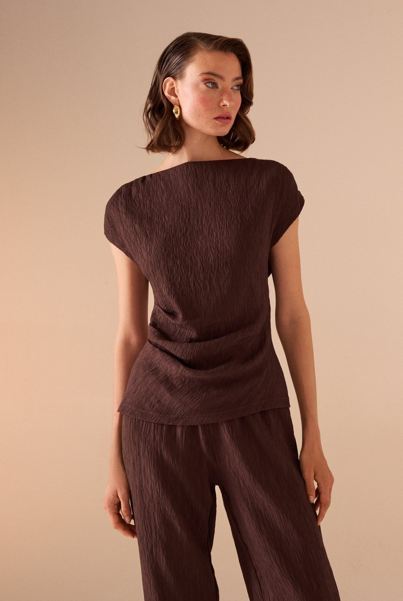 Cap Sleeve Crepe Top - shopaleena