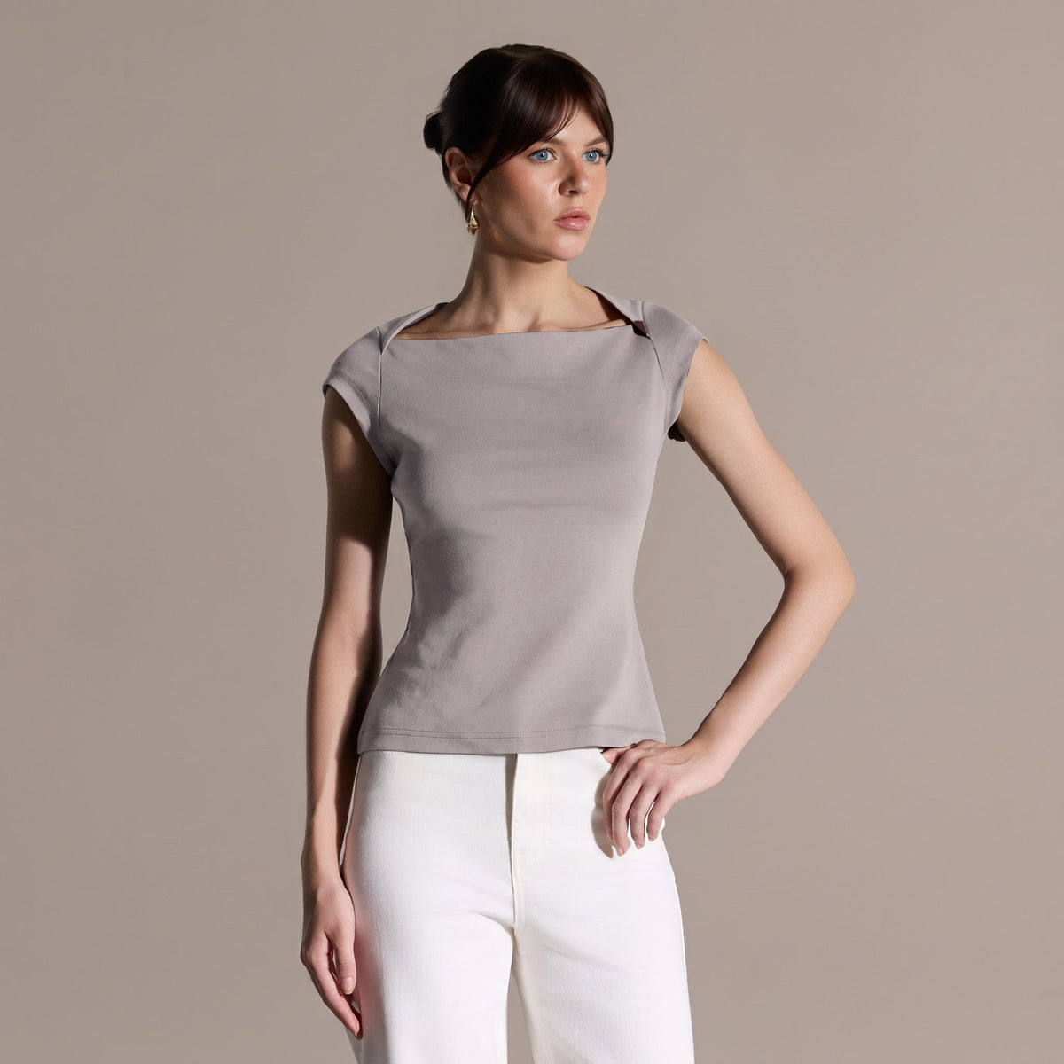 Cap Sleeve Fitted Top - shopaleena