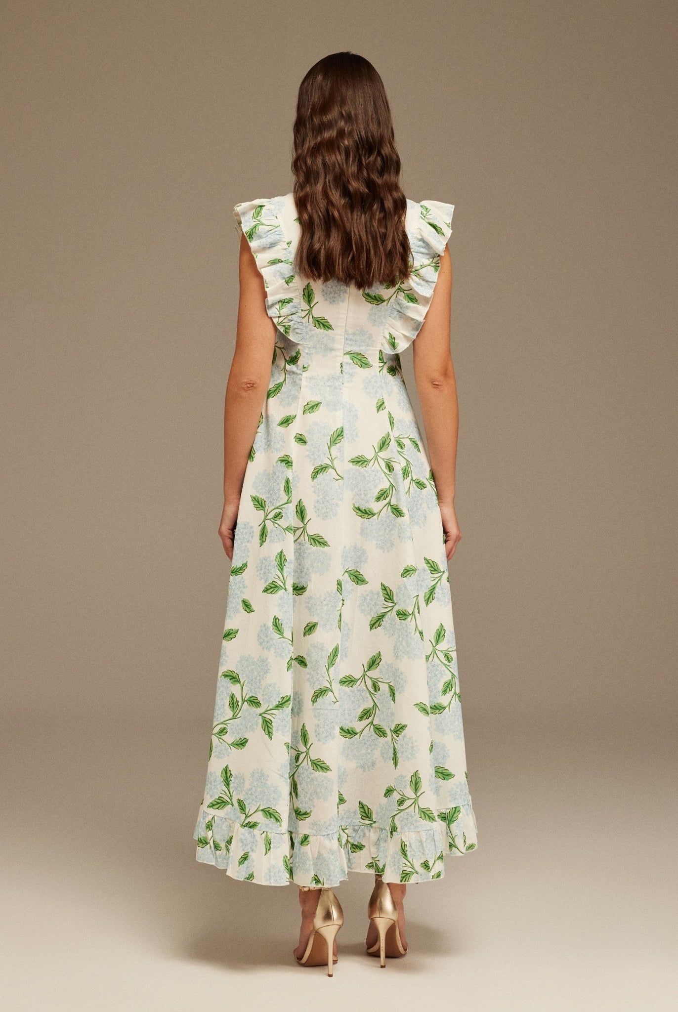 Cap Sleeve Printed Midi Dress - shopaleena