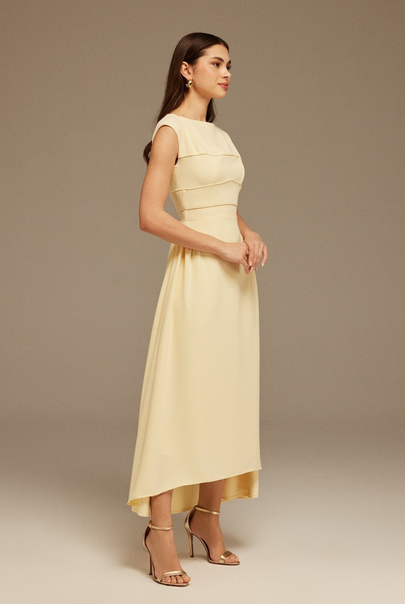 Cap Sleeves Wide Neck Dress - shopaleena