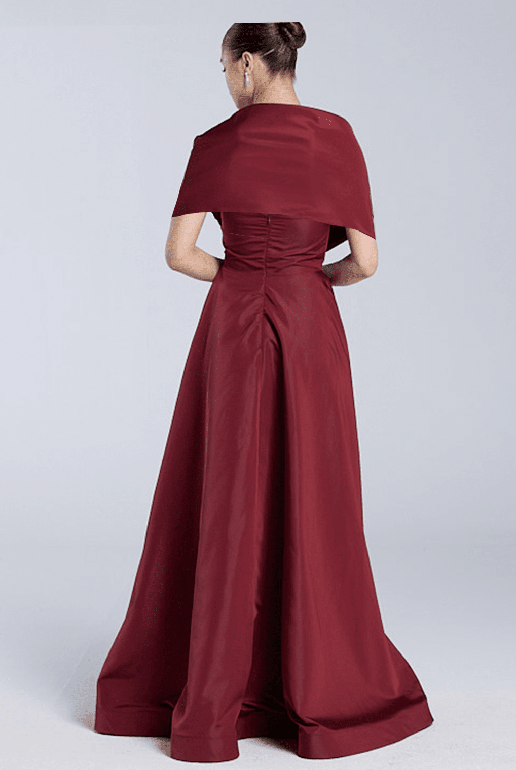 Cape Sleeve Taffeta Gown - shopaleena