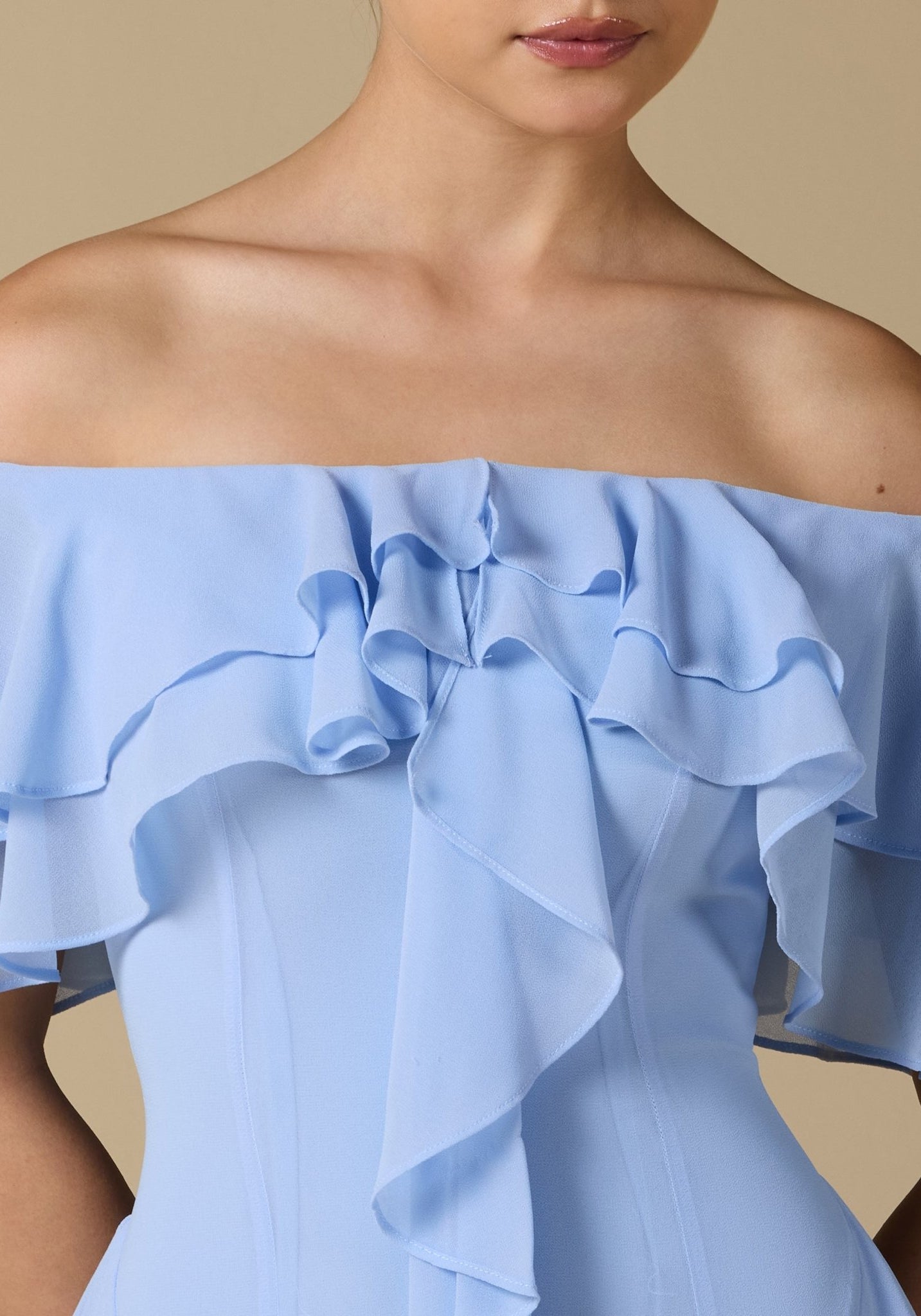 Chiffon Off Shoulder Maxi Dress With Ruffles - shopaleena