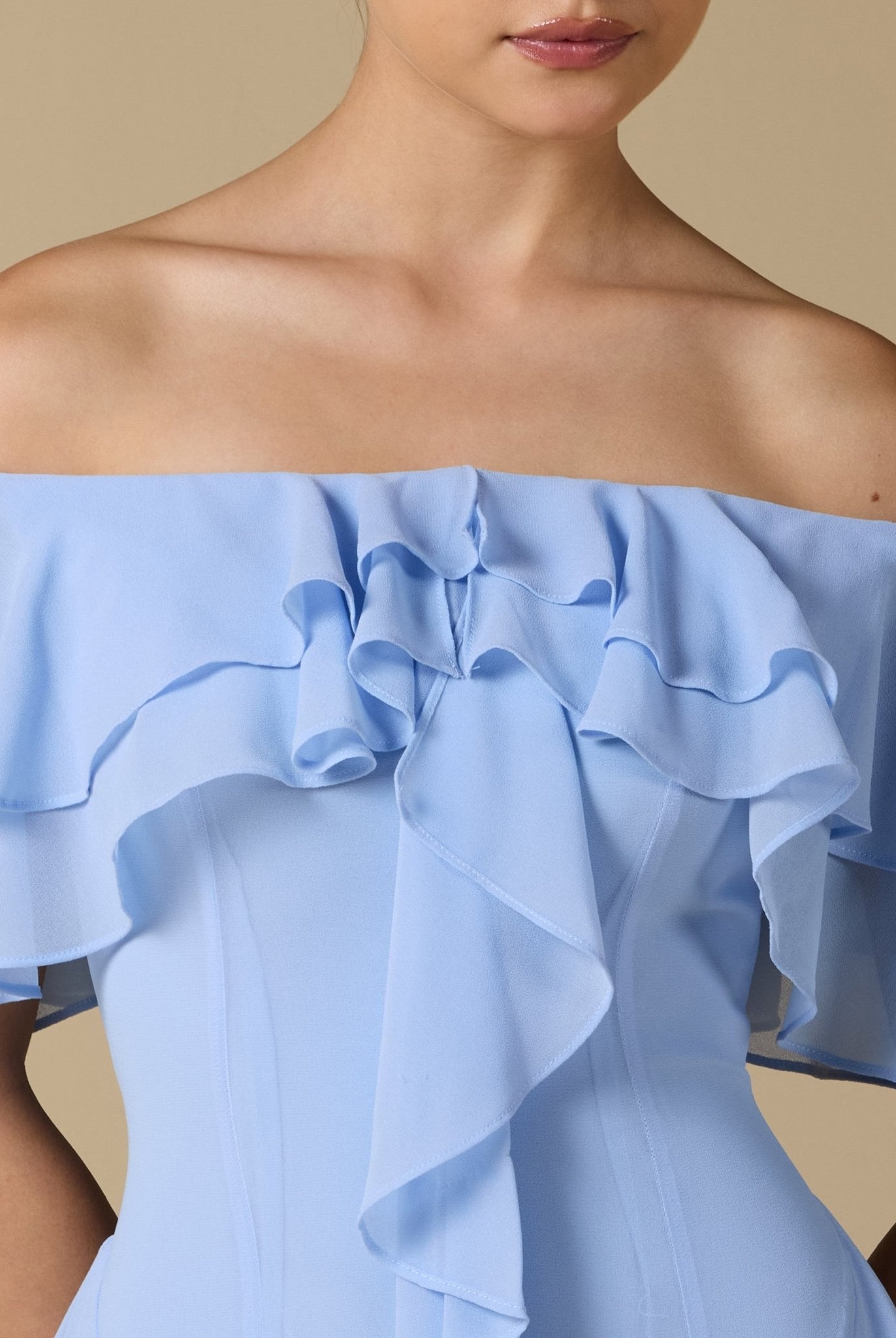 Chiffon Off Shoulder Maxi Dress With Ruffles - shopaleena
