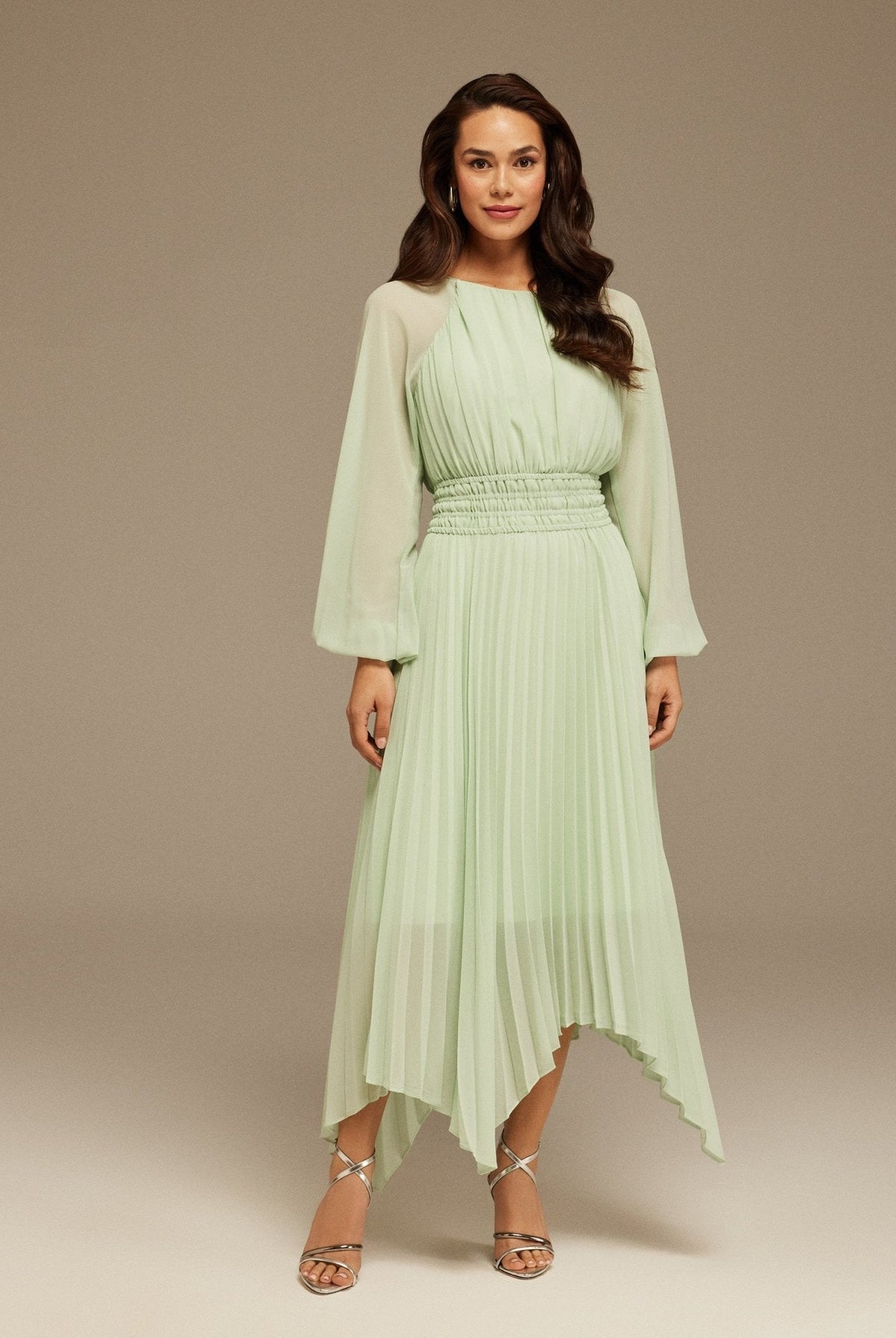 Chiffon Pleated Midi Dress - shopaleena