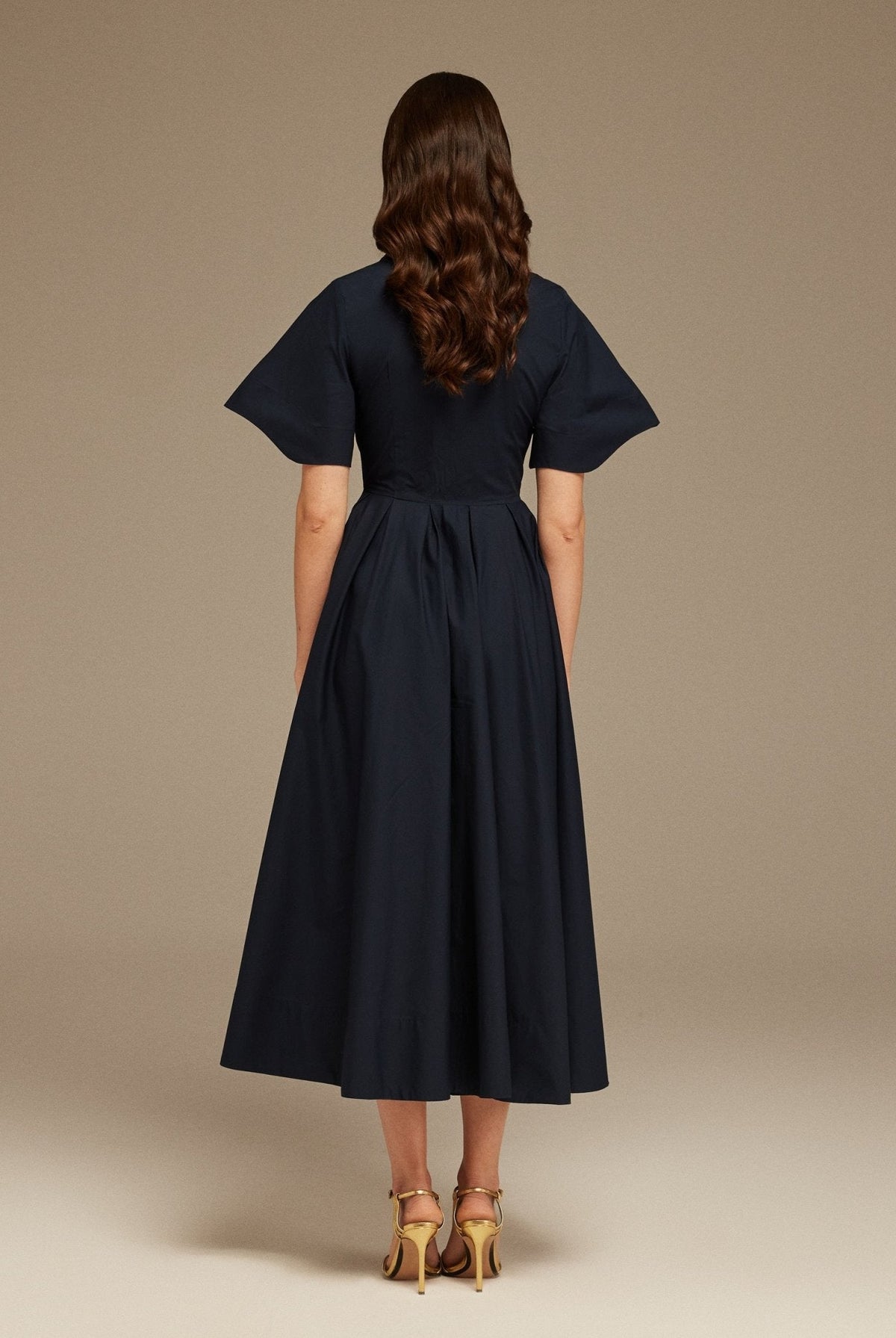 Collard Cotton Long Aline Dress - shopaleena