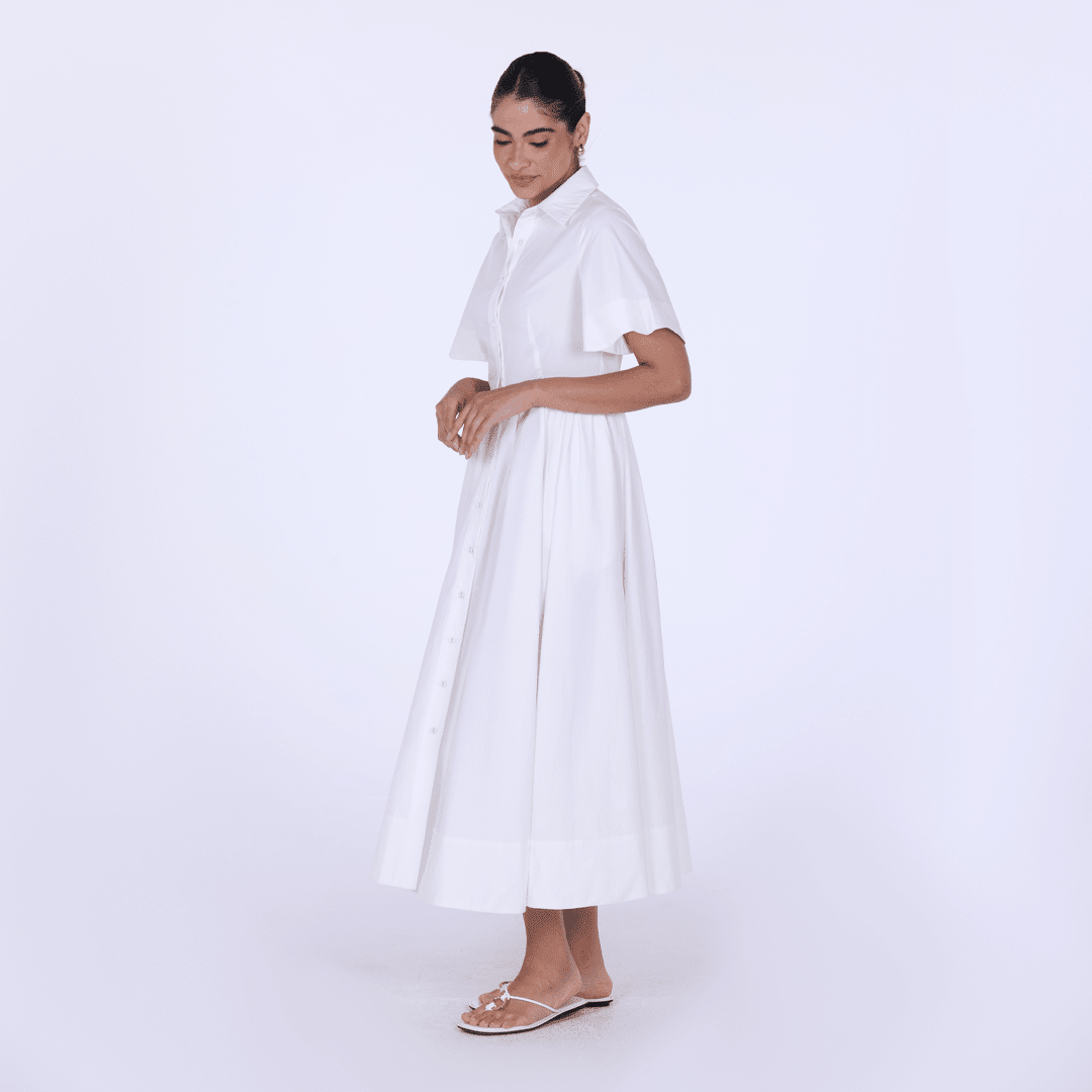 Collard Cotton Long Aline Dress - shopaleena
