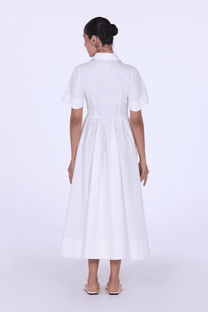 Collard Cotton Long Aline Dress - shopaleena