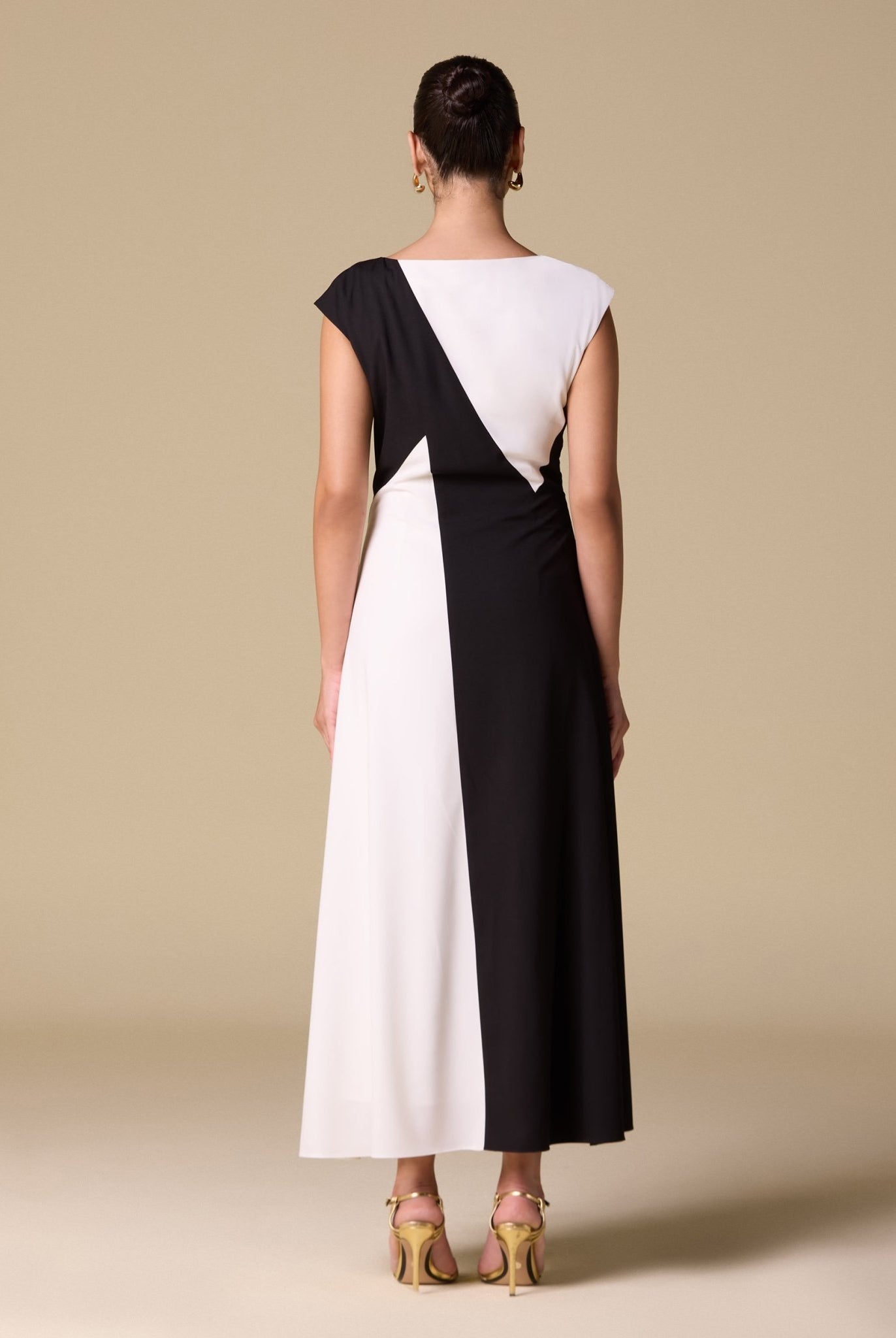 Color Block A - line Midi Dress - shopaleena
