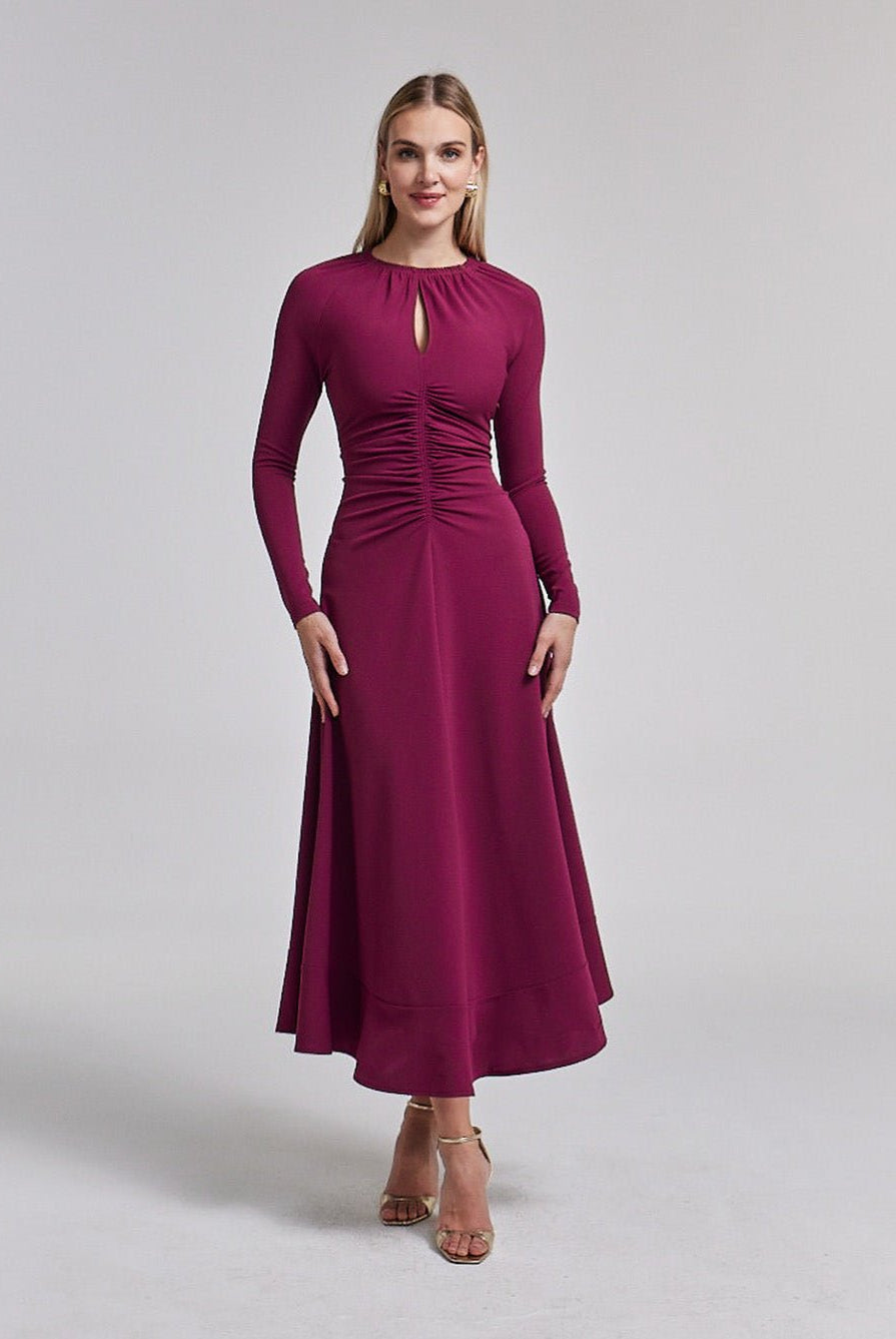 Corset Waist Long Sleeve Dress - shopaleena