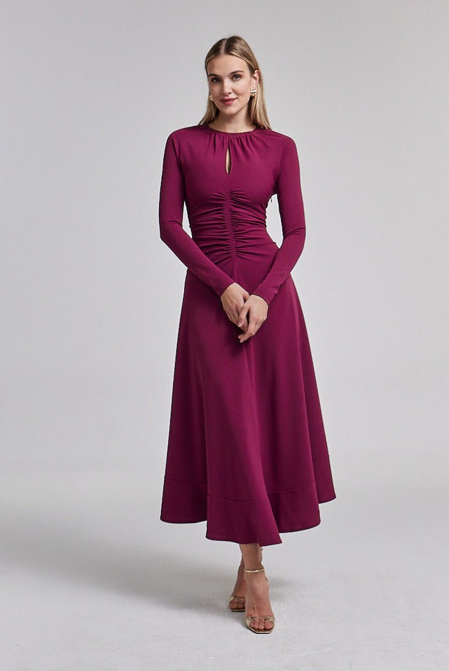 Corset Waist Long Sleeve Dress - shopaleena