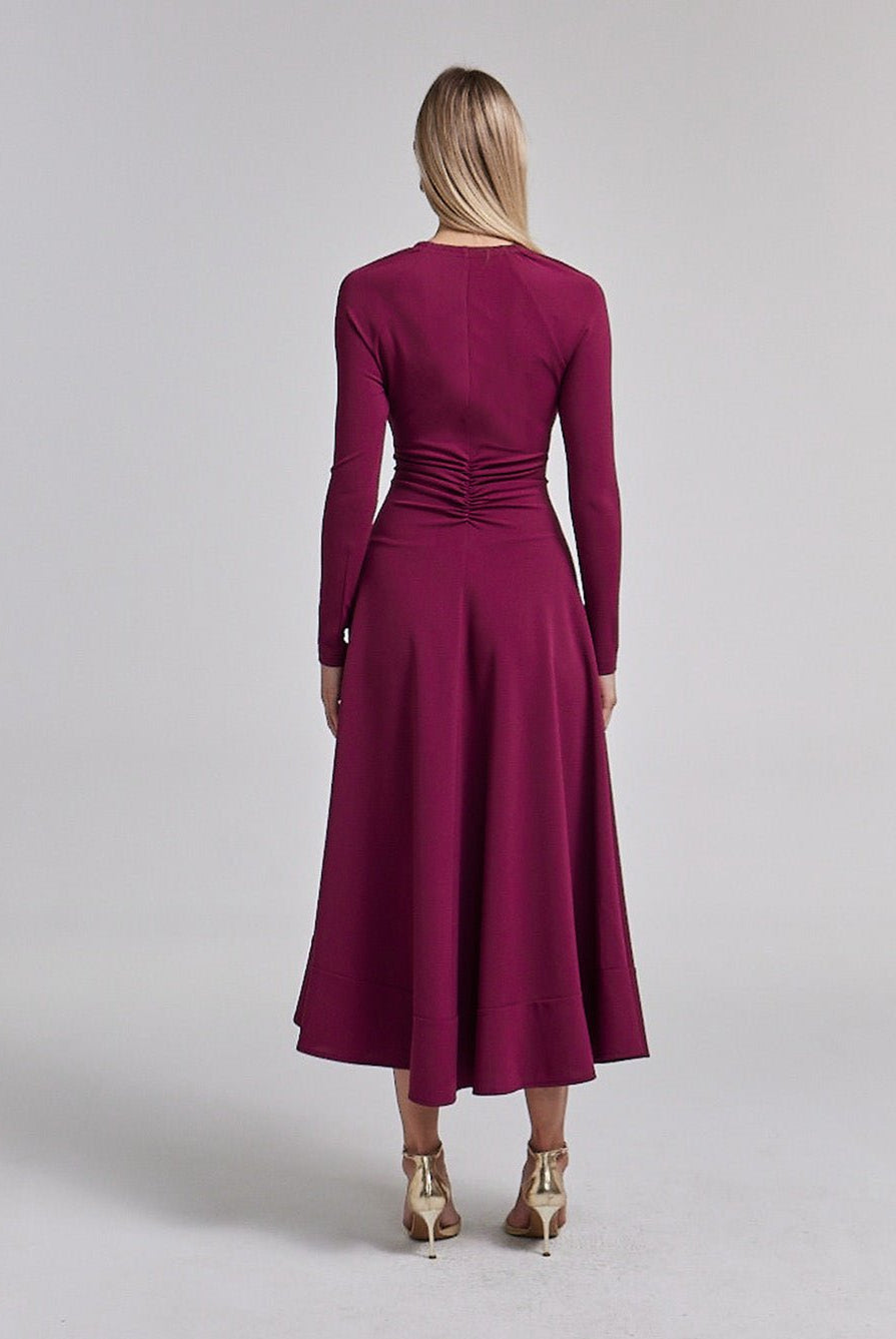 Corset Waist Long Sleeve Dress - shopaleena