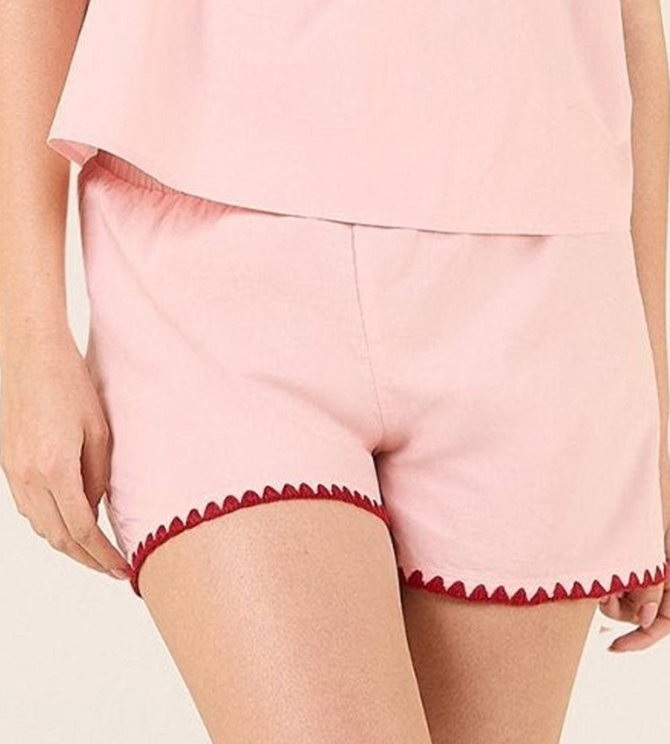 Cotton Blanket Stitch Shorts - shopaleena