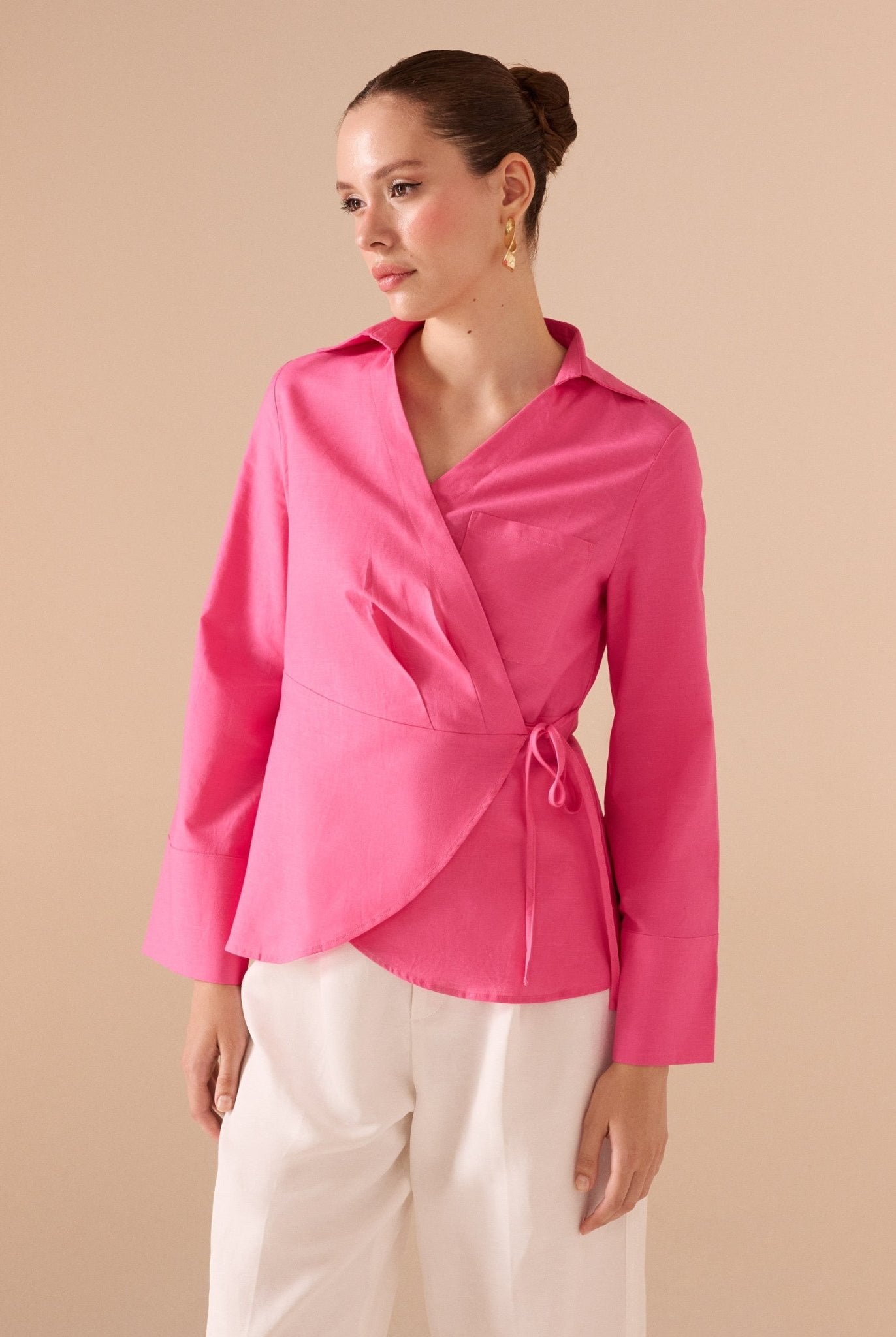 Cotton Blended Shirt With Straps Details - shopaleena