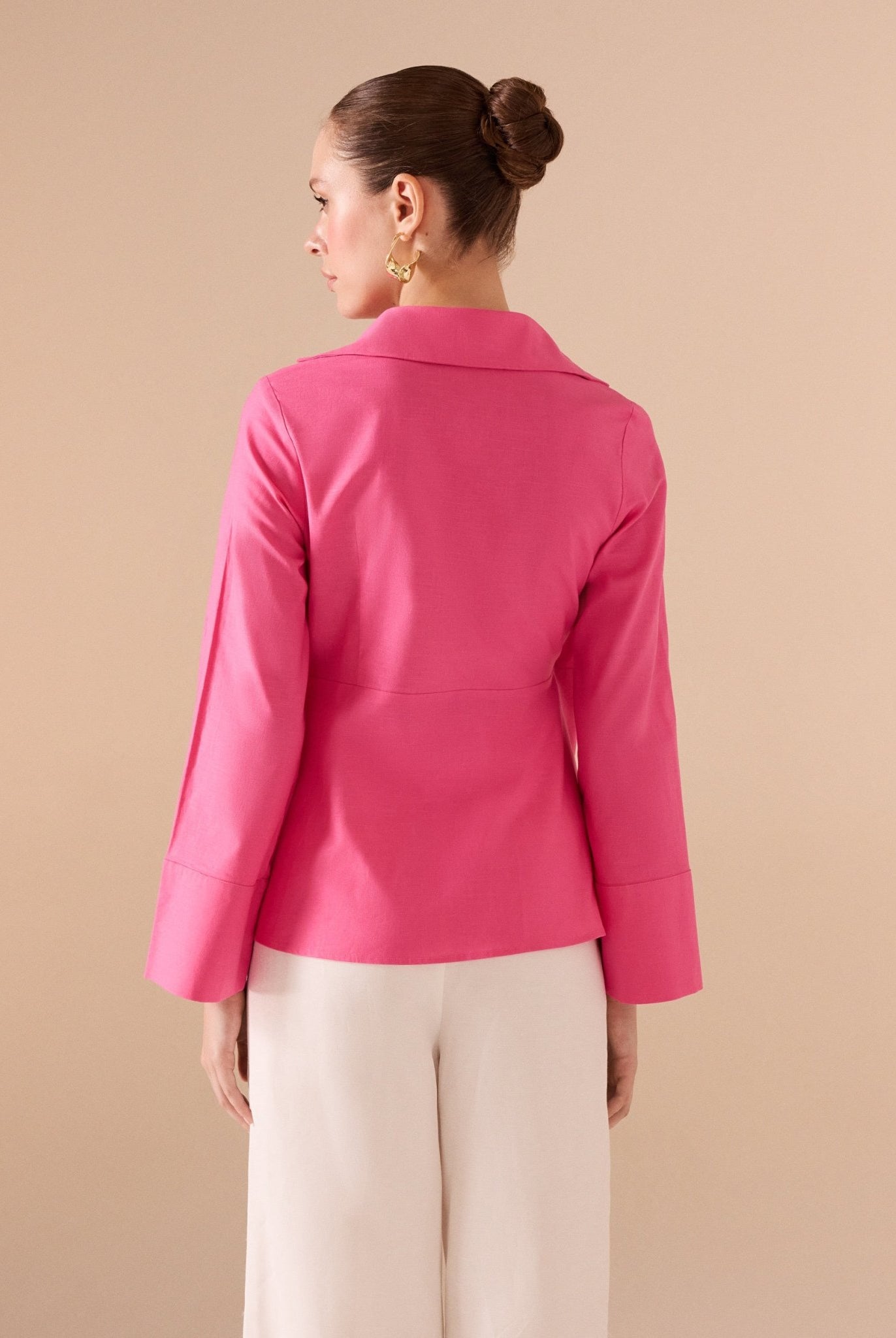 Cotton Blended Shirt With Straps Details - shopaleena