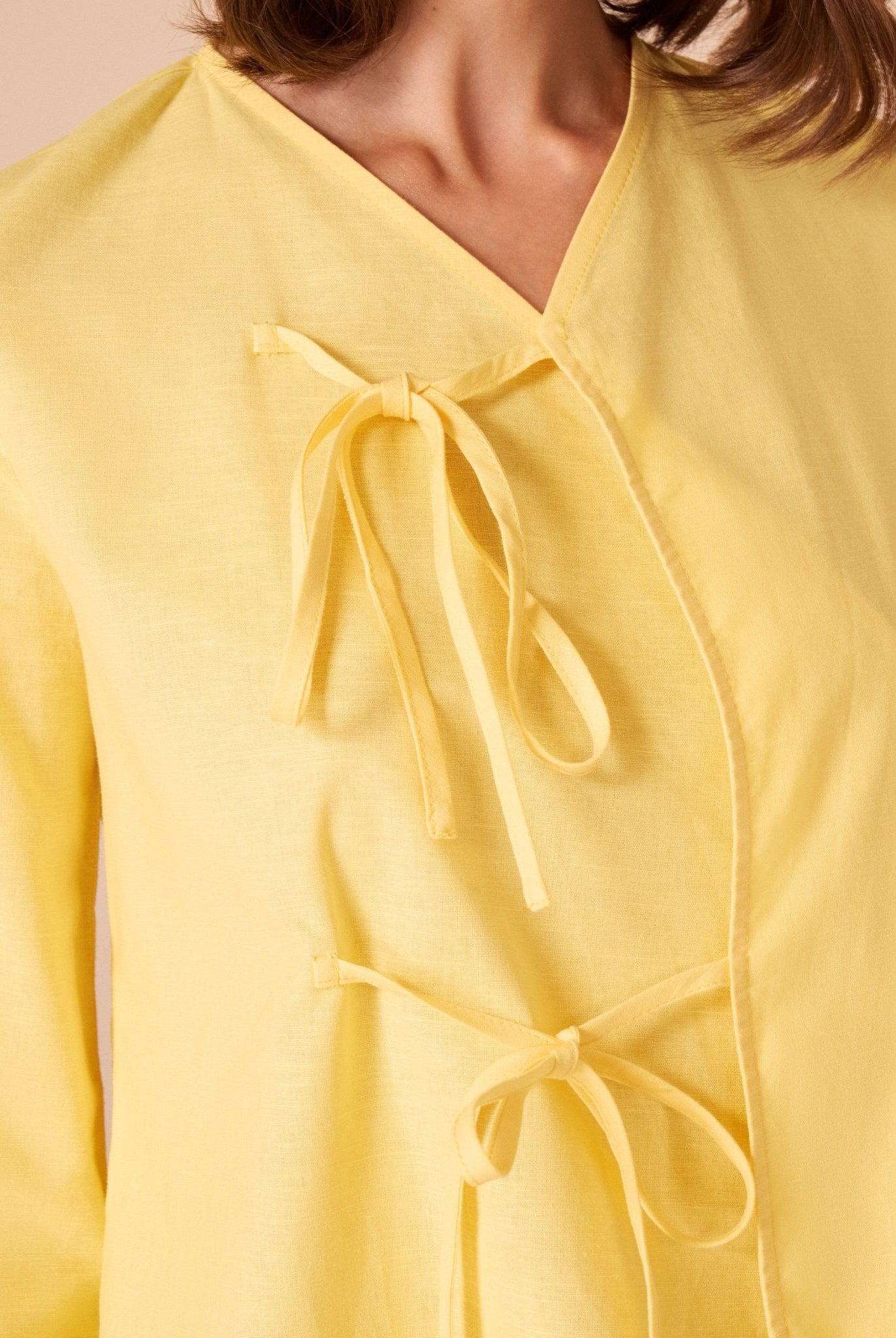 Cotton Blended Shirt With Tie Straps - shopaleena