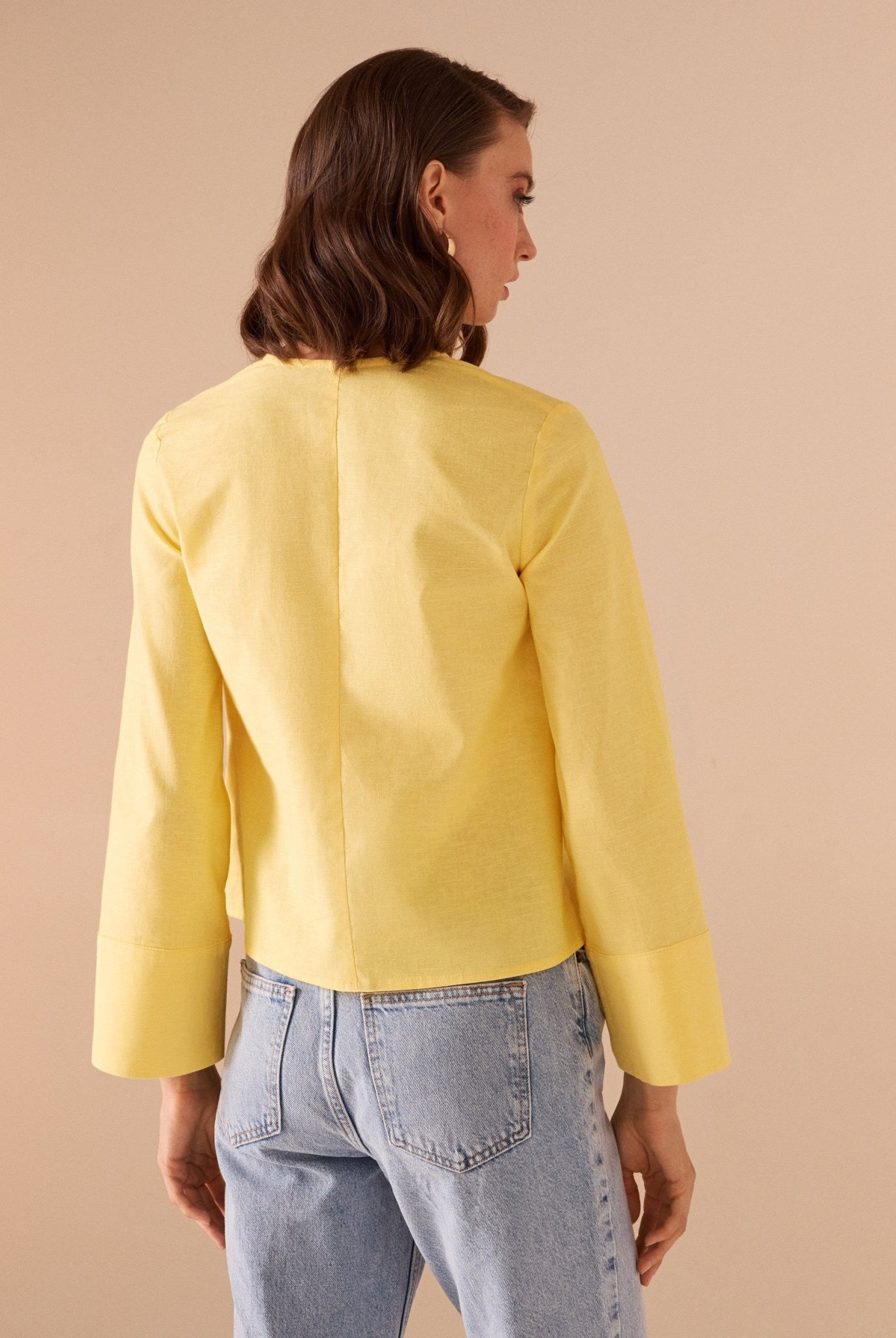 Cotton Blended Shirt With Tie Straps - shopaleena