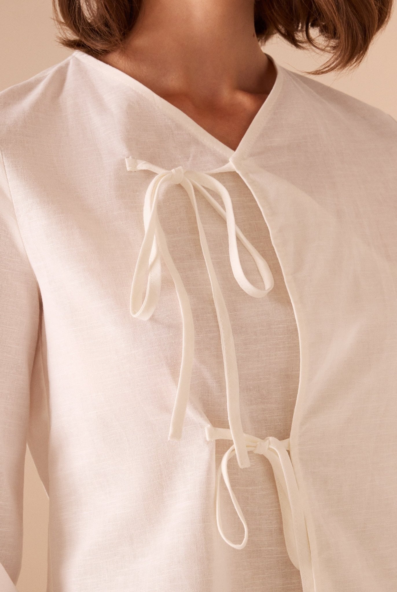 Cotton Blended Shirt With Tie Straps - shopaleena