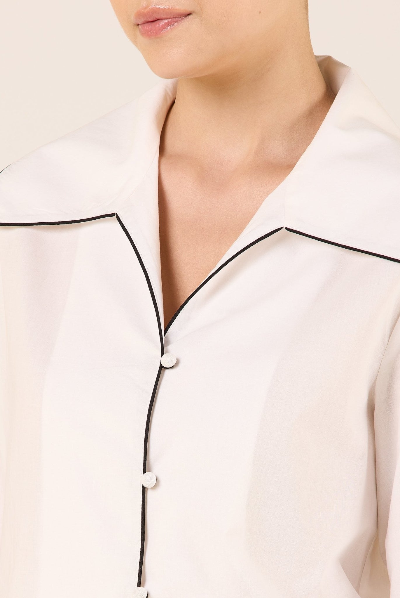 Cotton Button Front Classic Collar Shirt - shopaleena