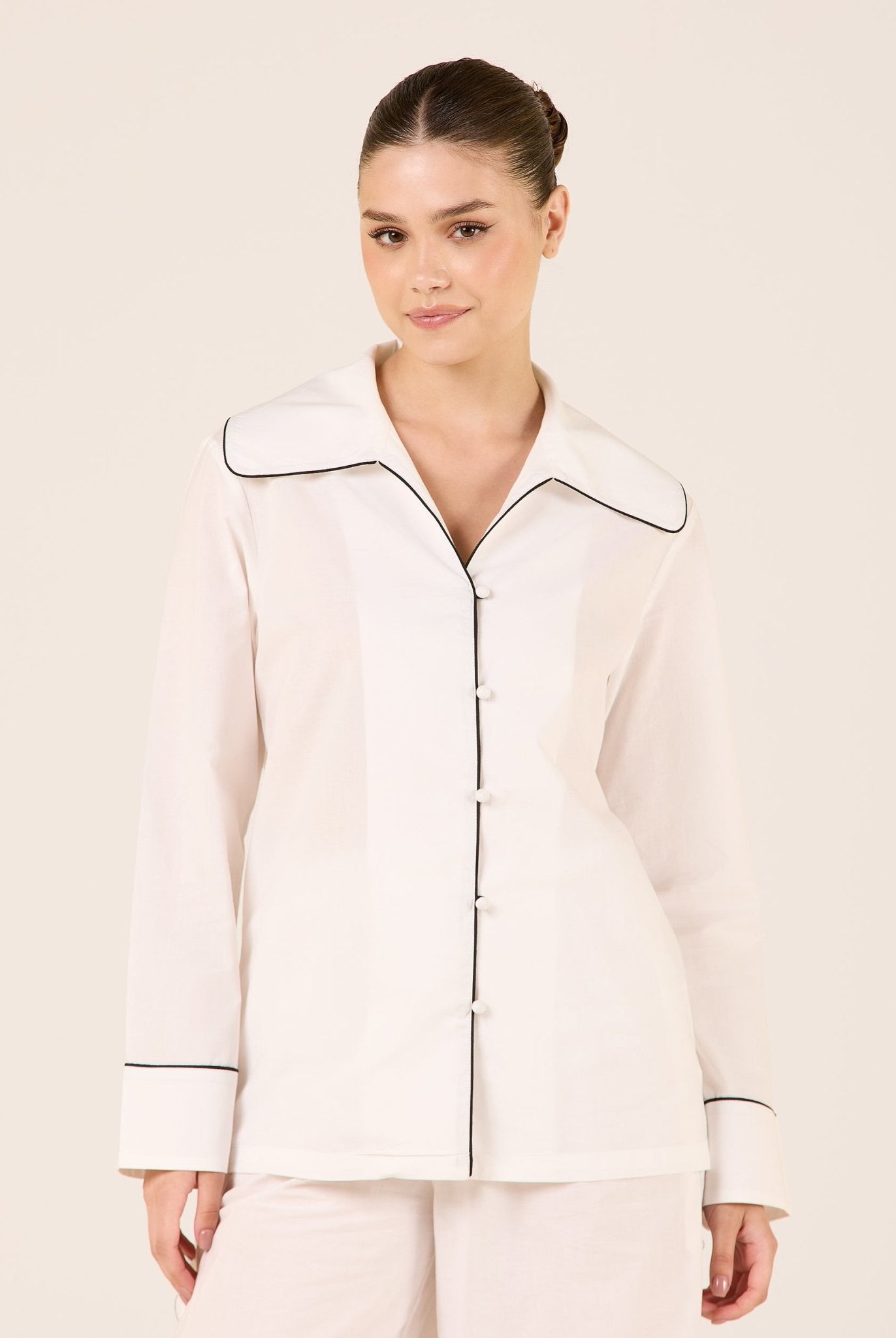 Cotton Button Front Classic Collar Shirt - shopaleena