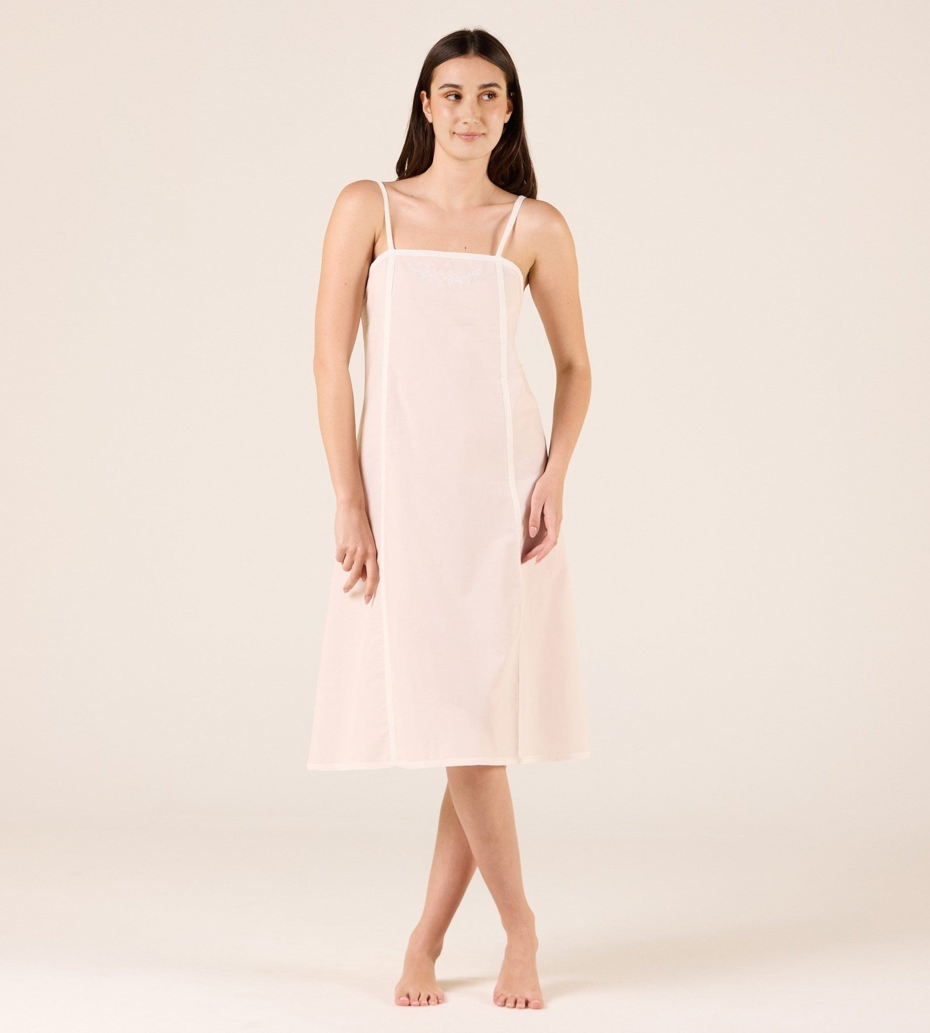Cotton Crochet Lace Trim Dress - shopaleena