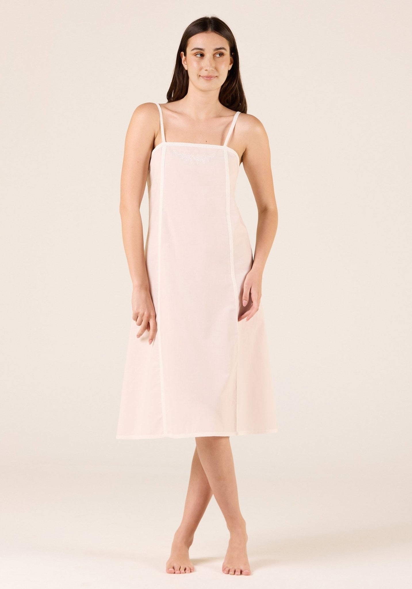 Cotton Crochet Lace Trim Dress - shopaleena