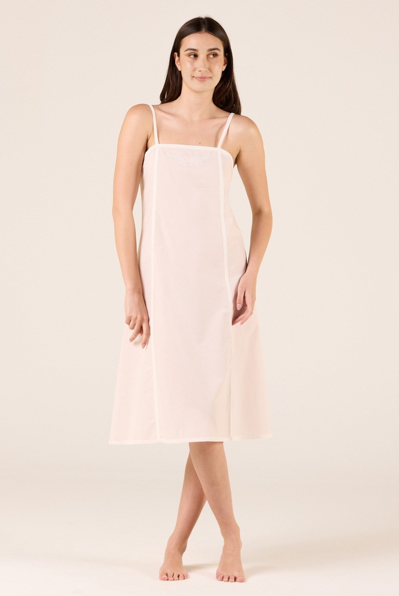 Cotton Crochet Lace Trim Dress - shopaleena