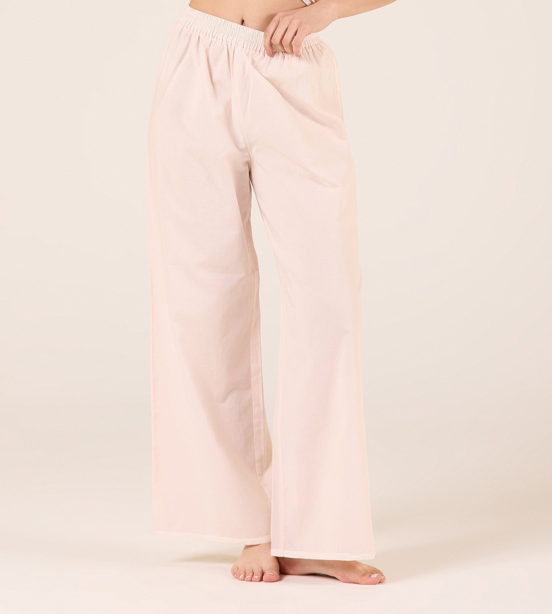 Cotton Crochet Lace Trim Pants - shopaleena