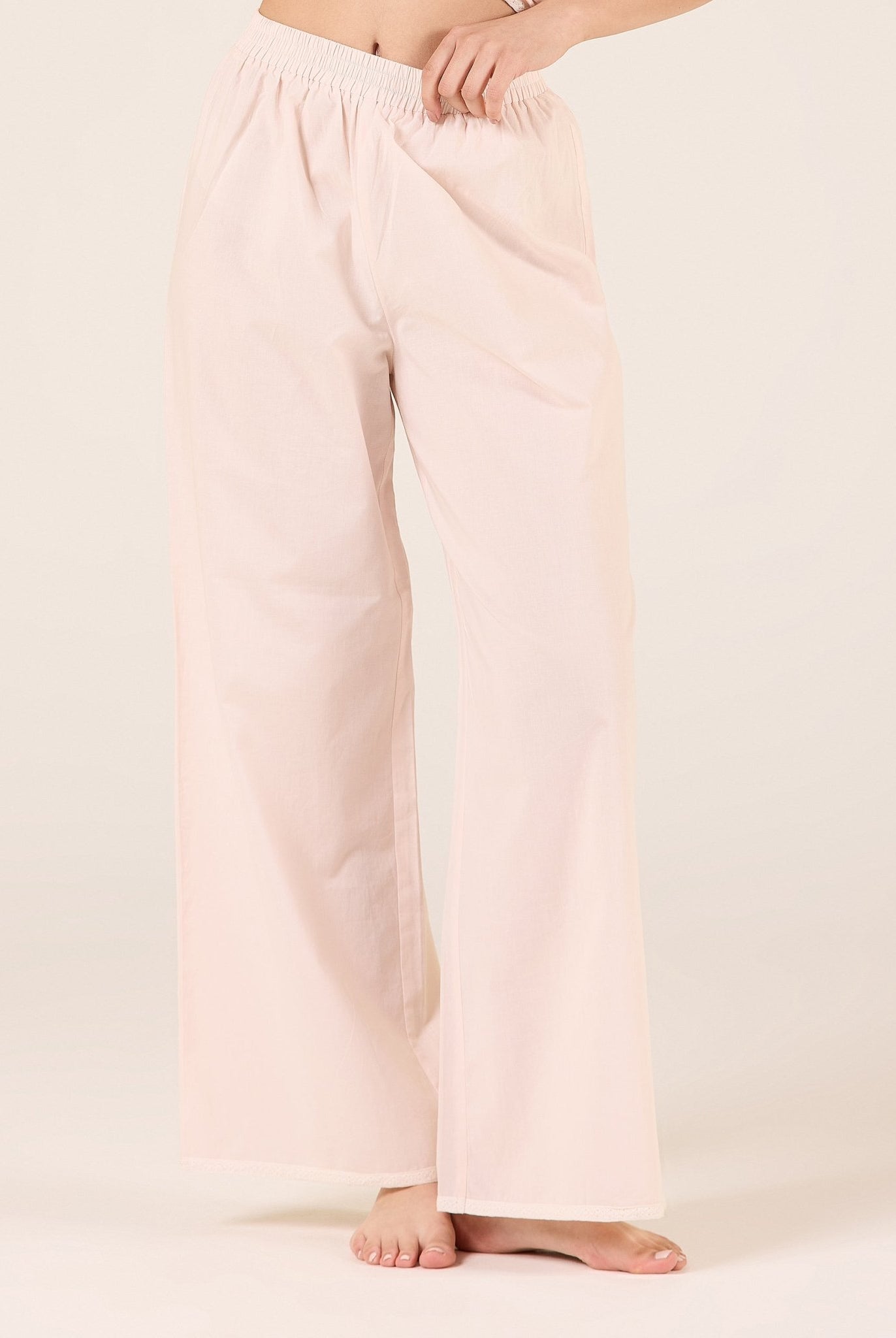 Cotton Crochet Lace Trim Pants - shopaleena