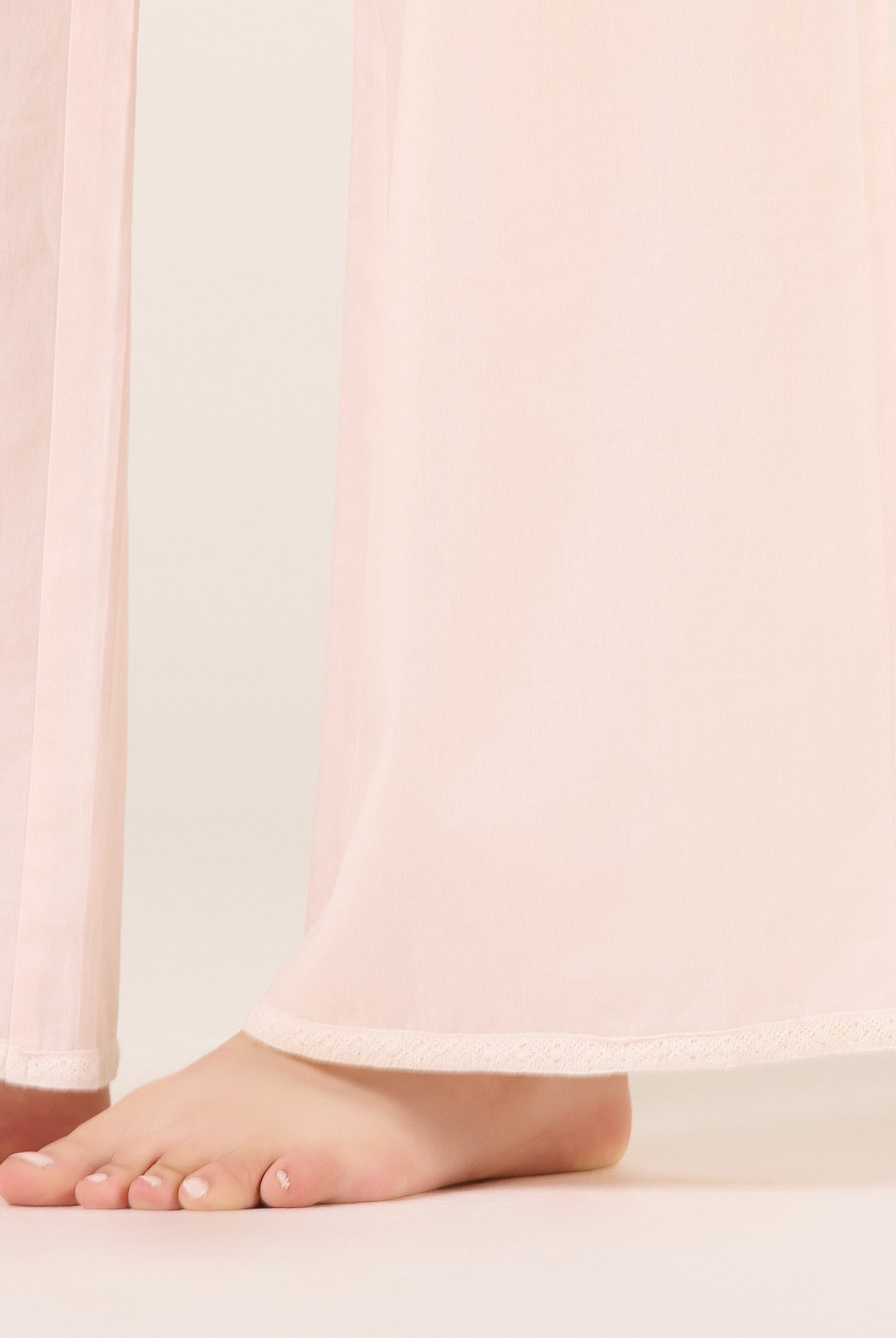 Cotton Crochet Lace Trim Pants - shopaleena