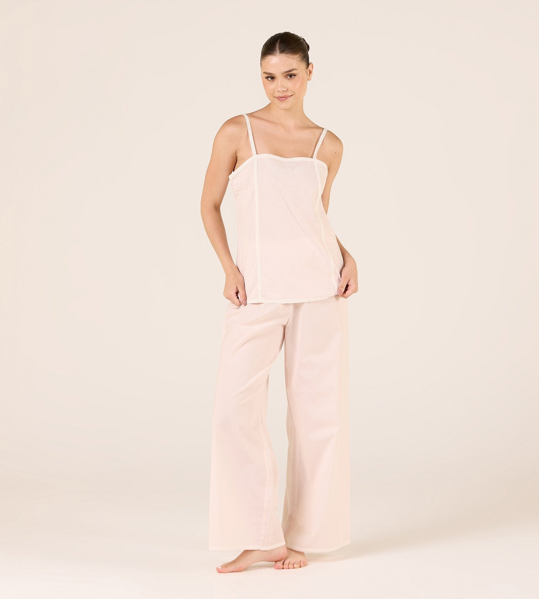 Cotton Crochet Lace Trim Pants - shopaleena