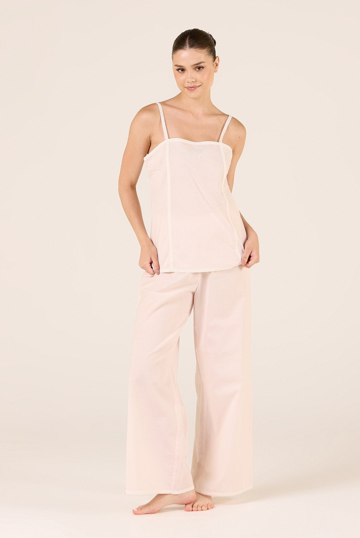 Cotton Crochet Lace Trim Pants - shopaleena